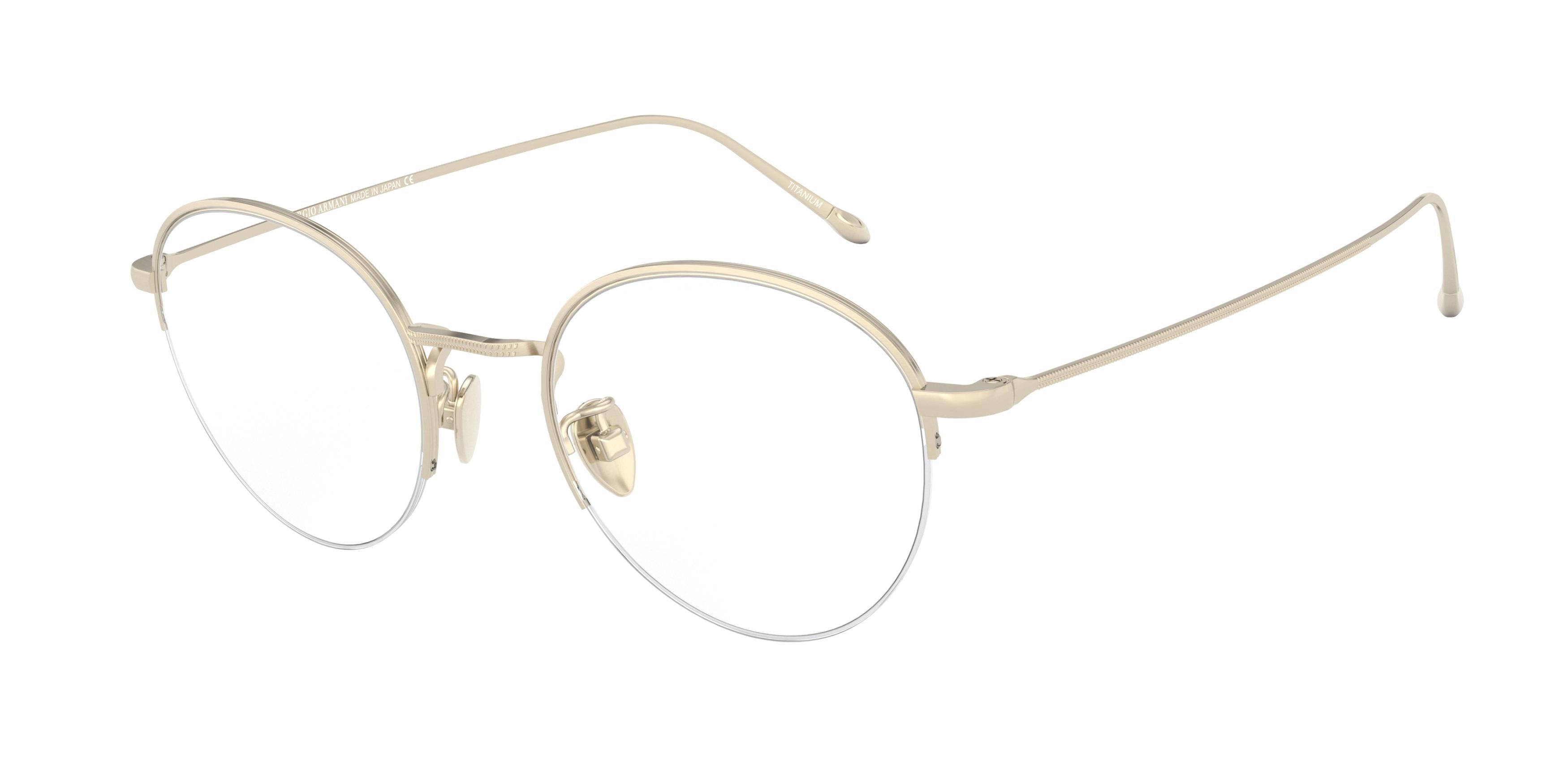 Giorgio Armani AR5098T Round Eyeglasses  3281-Brushed Soft Gold 50-145-21 - Color Map Gold