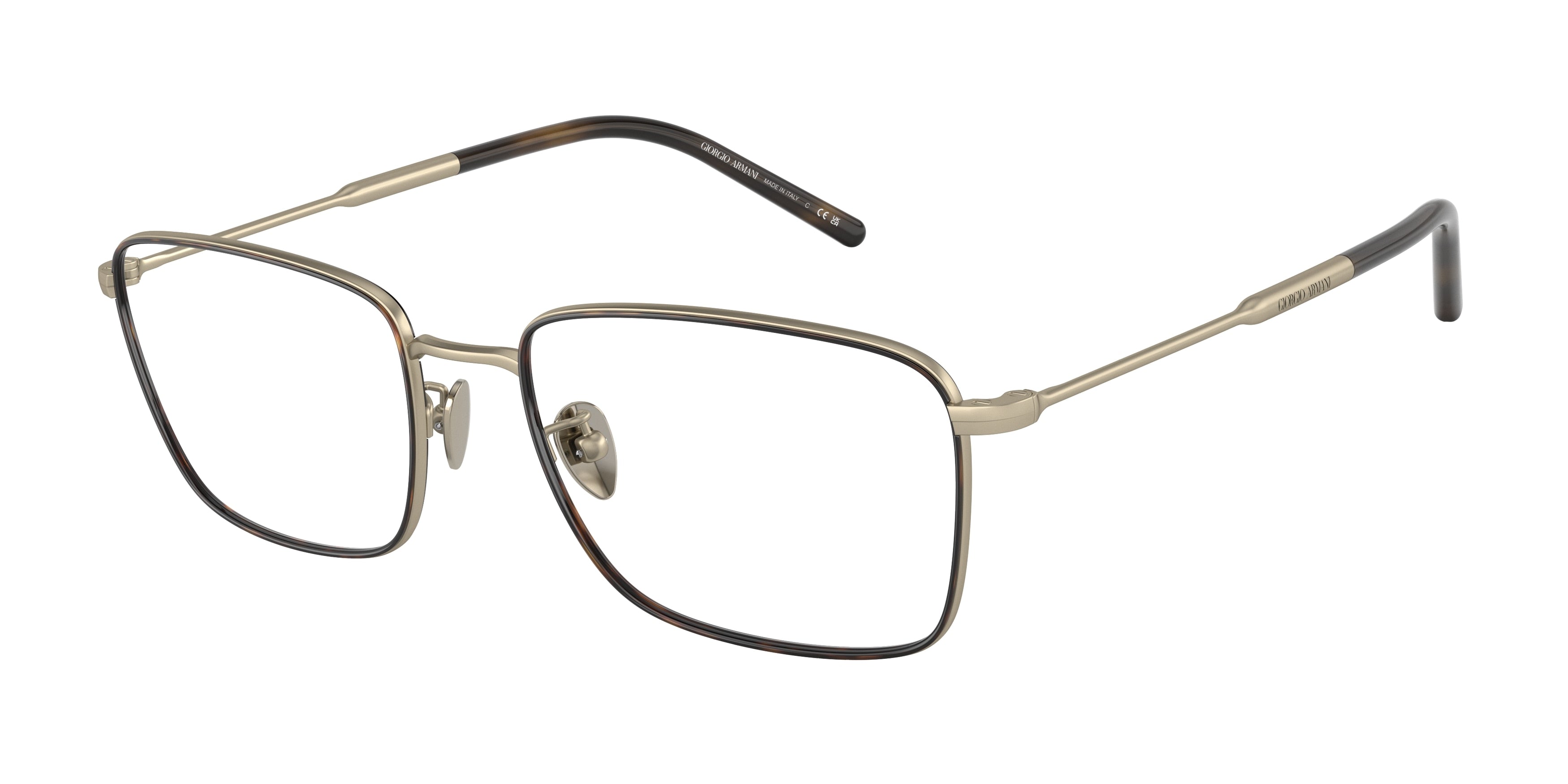 Giorgio Armani AR5127J Rectangle Eyeglasses  3002-Matte Pale Gold/Havana 56-145-19 - Color Map Gold