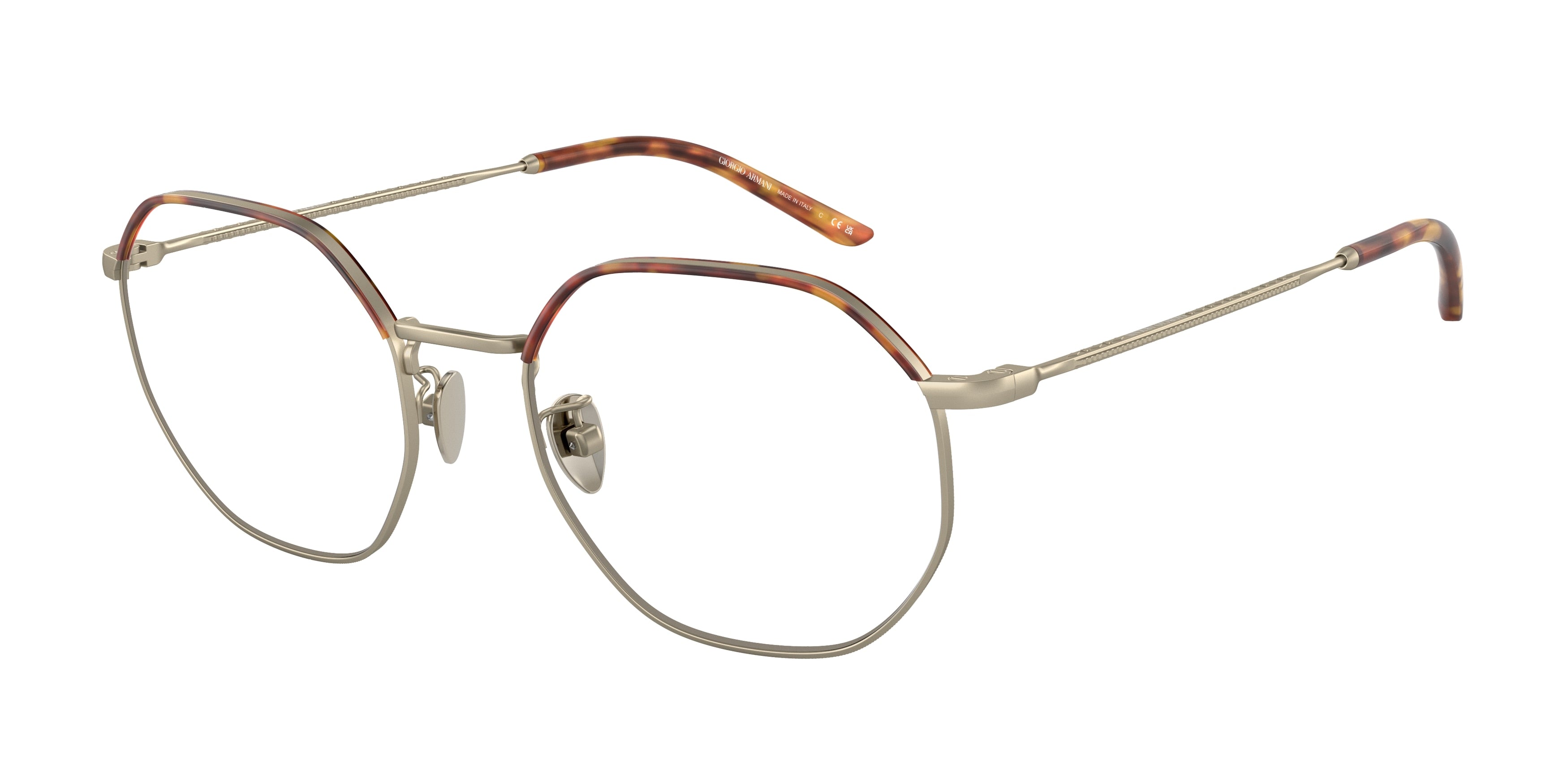 Giorgio Armani AR5130J Square Eyeglasses  3002-Matte Pale Gold/Light Havana 54-145-20 - Color Map Gold