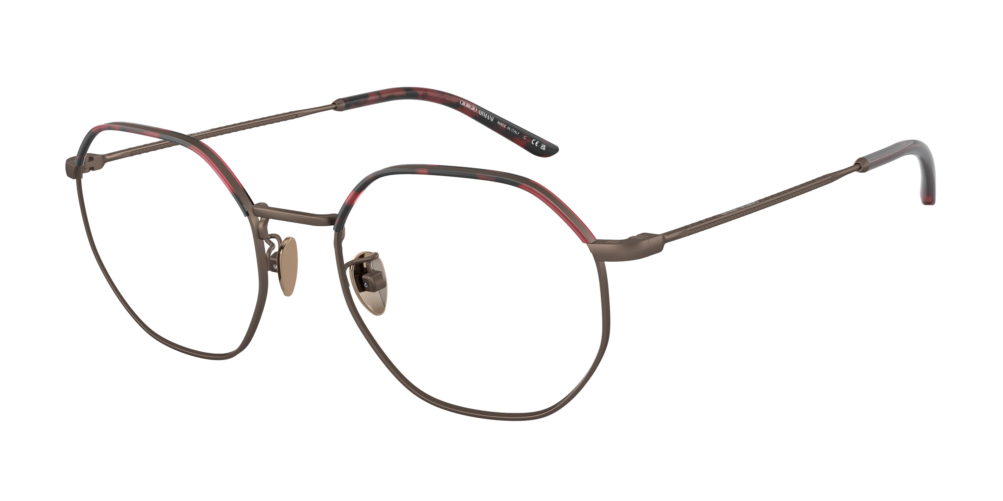 Giorgio Armani AR5130J Square Eyeglasses  3006-Matte Bronze/Red Havana 54-145-20 - Color Map Copper