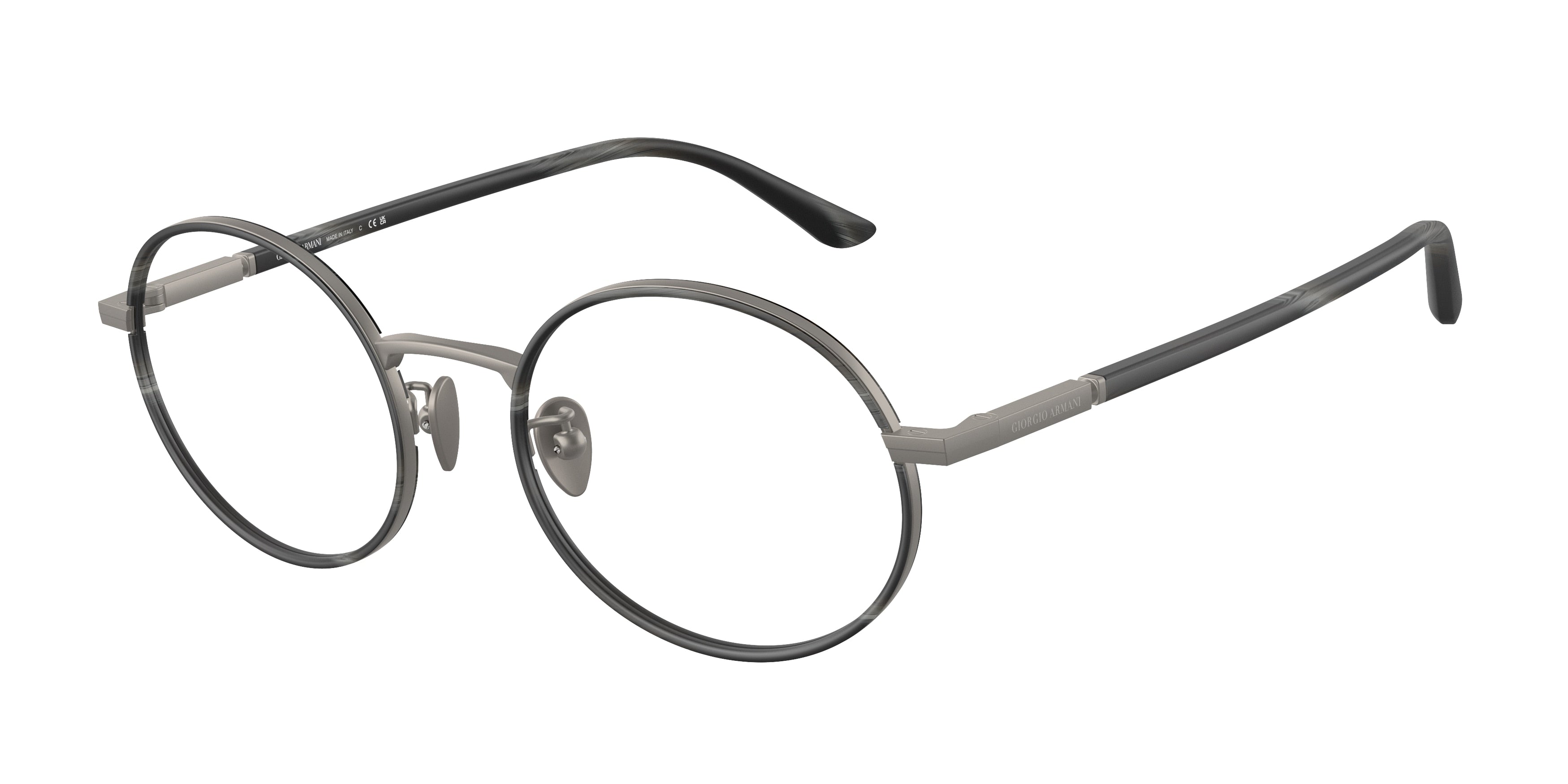 Giorgio Armani AR5145J Oval Eyeglasses  3378-Matte Gunmetal 50-145-20 - Color Map Grey