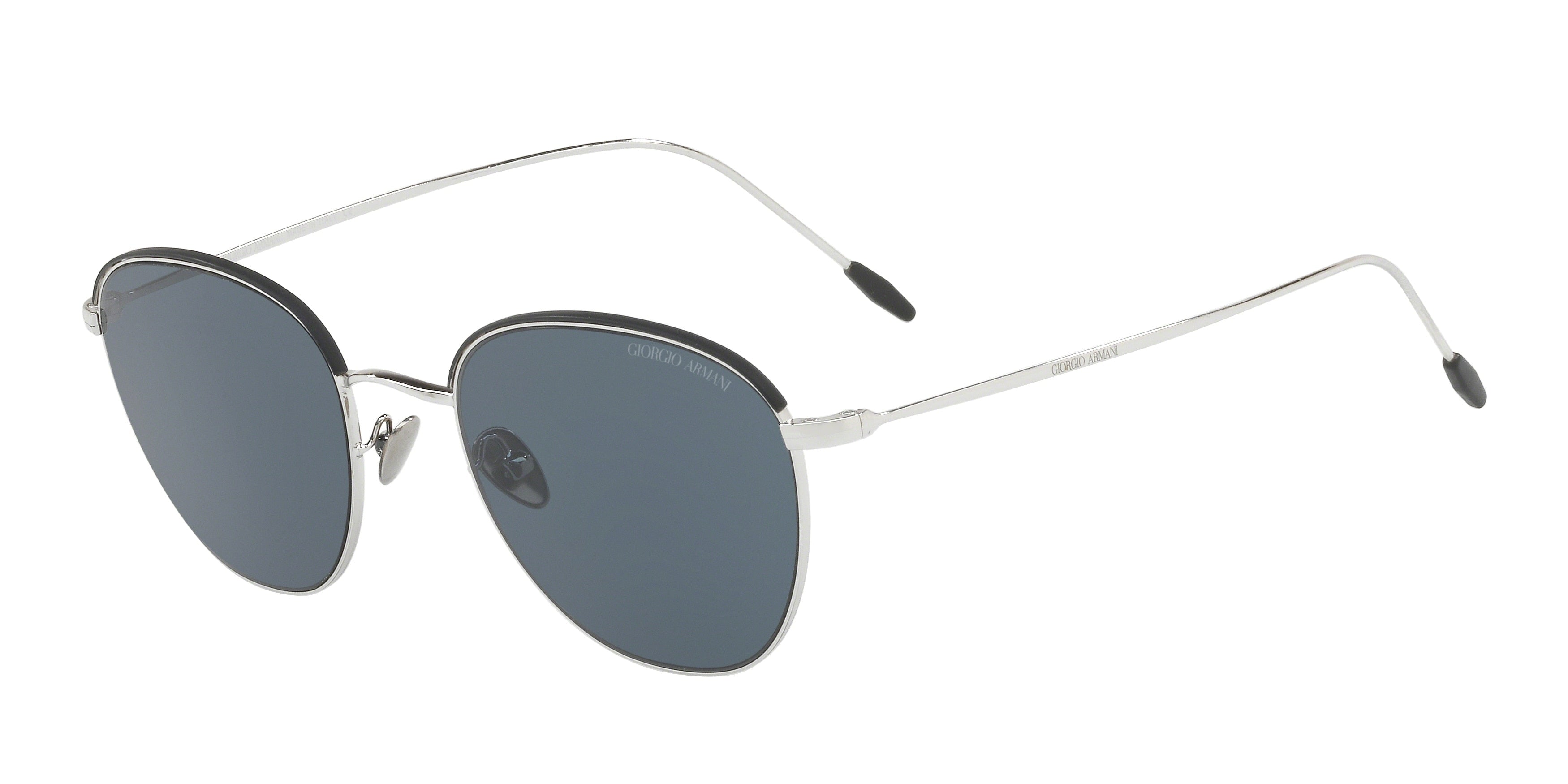 Giorgio Armani AR6048 Square Sunglasses  301587-Silver/Matte Black 51-150-21 - Color Map Silver