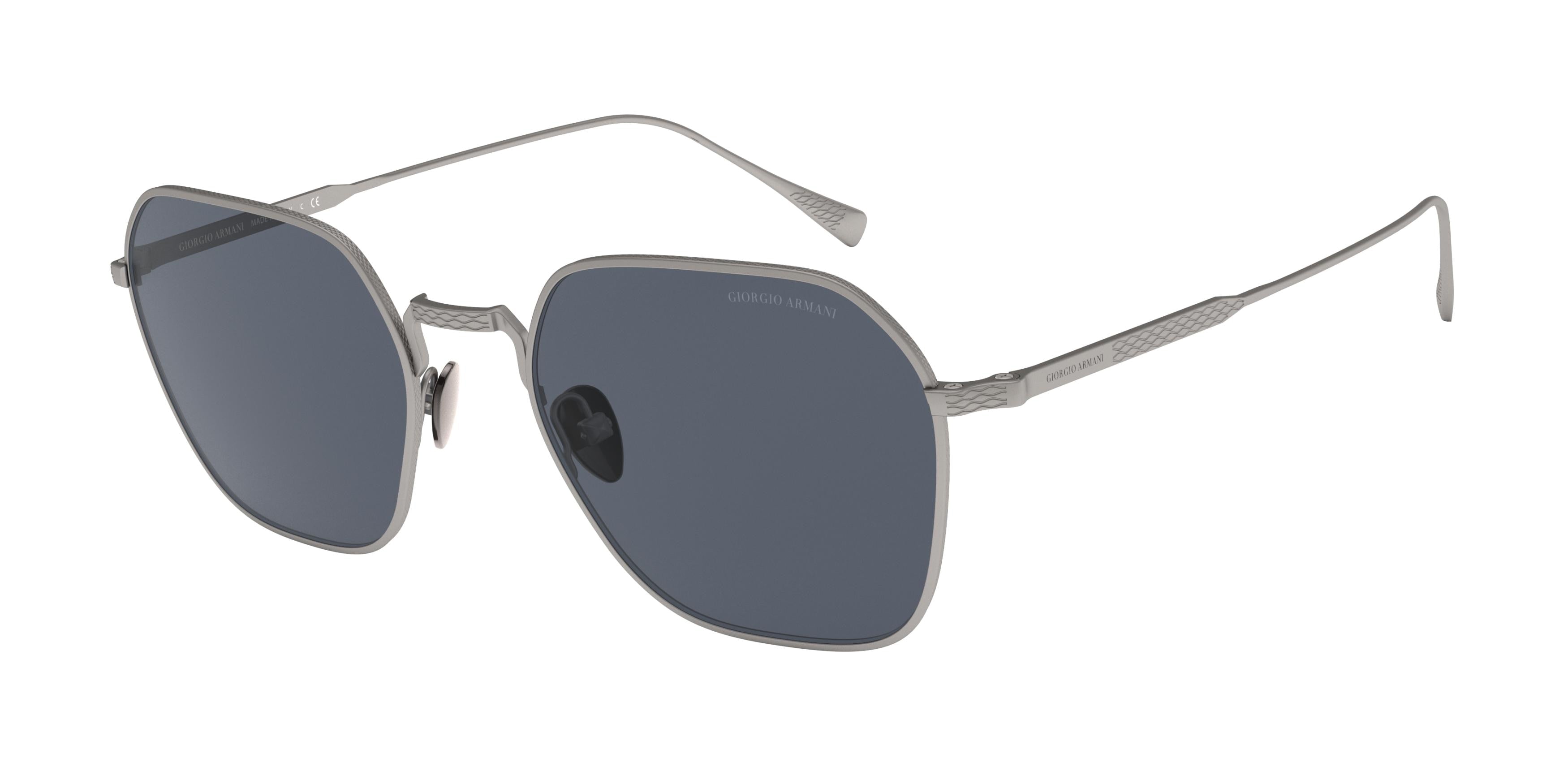 Giorgio Armani AR6104 Square Sunglasses  300387-Matte Gunmetal 53-145-20 - Color Map Grey