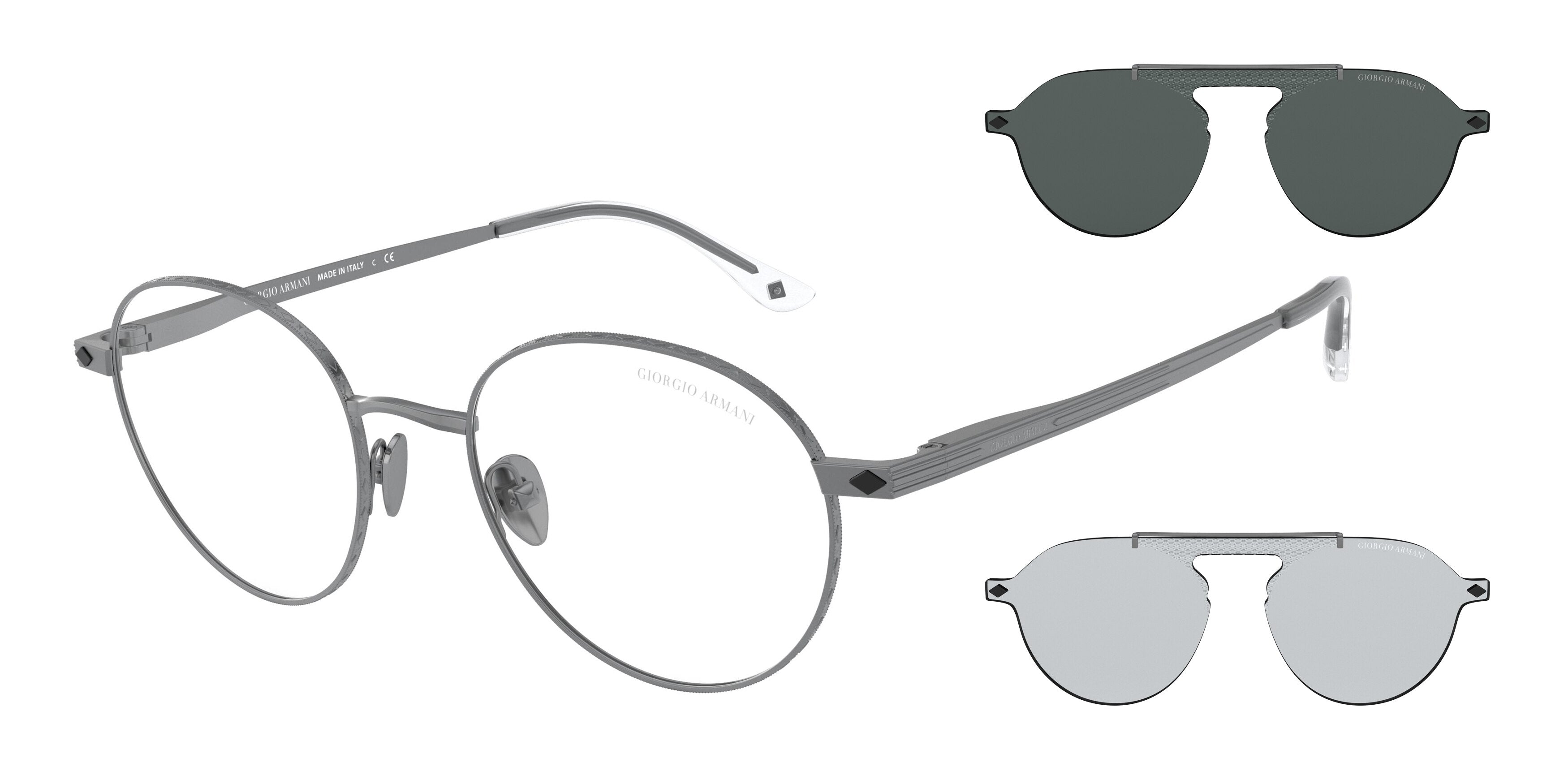 Giorgio Armani AR6107 Round Sunglasses  30031W-Matte Gunmetal 51-145-20 - Color Map Grey