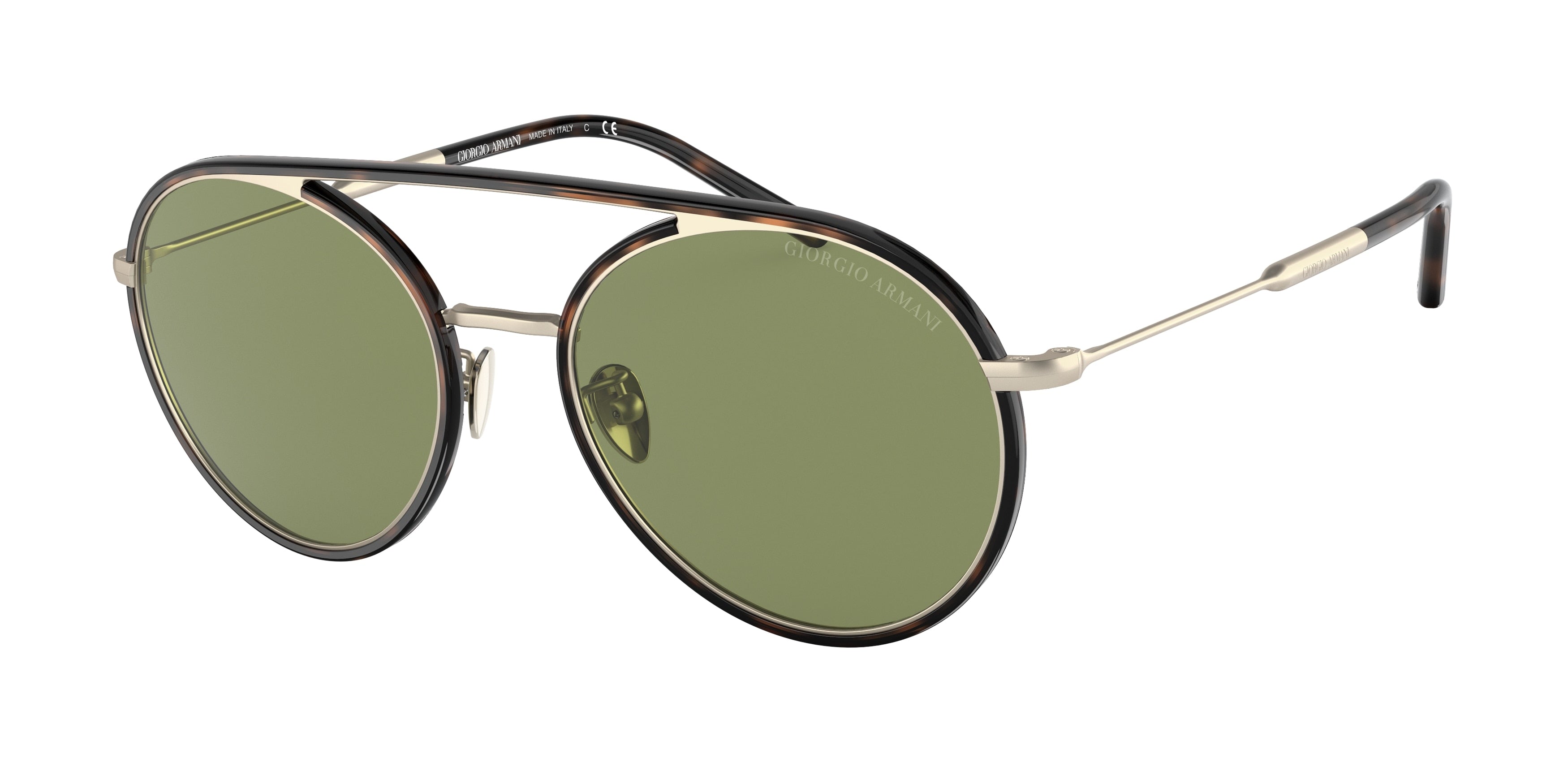 Giorgio Armani AR6121J Round Sunglasses  30022A-Matte Pale Gold/Havana 54-145-19 - Color Map Gold