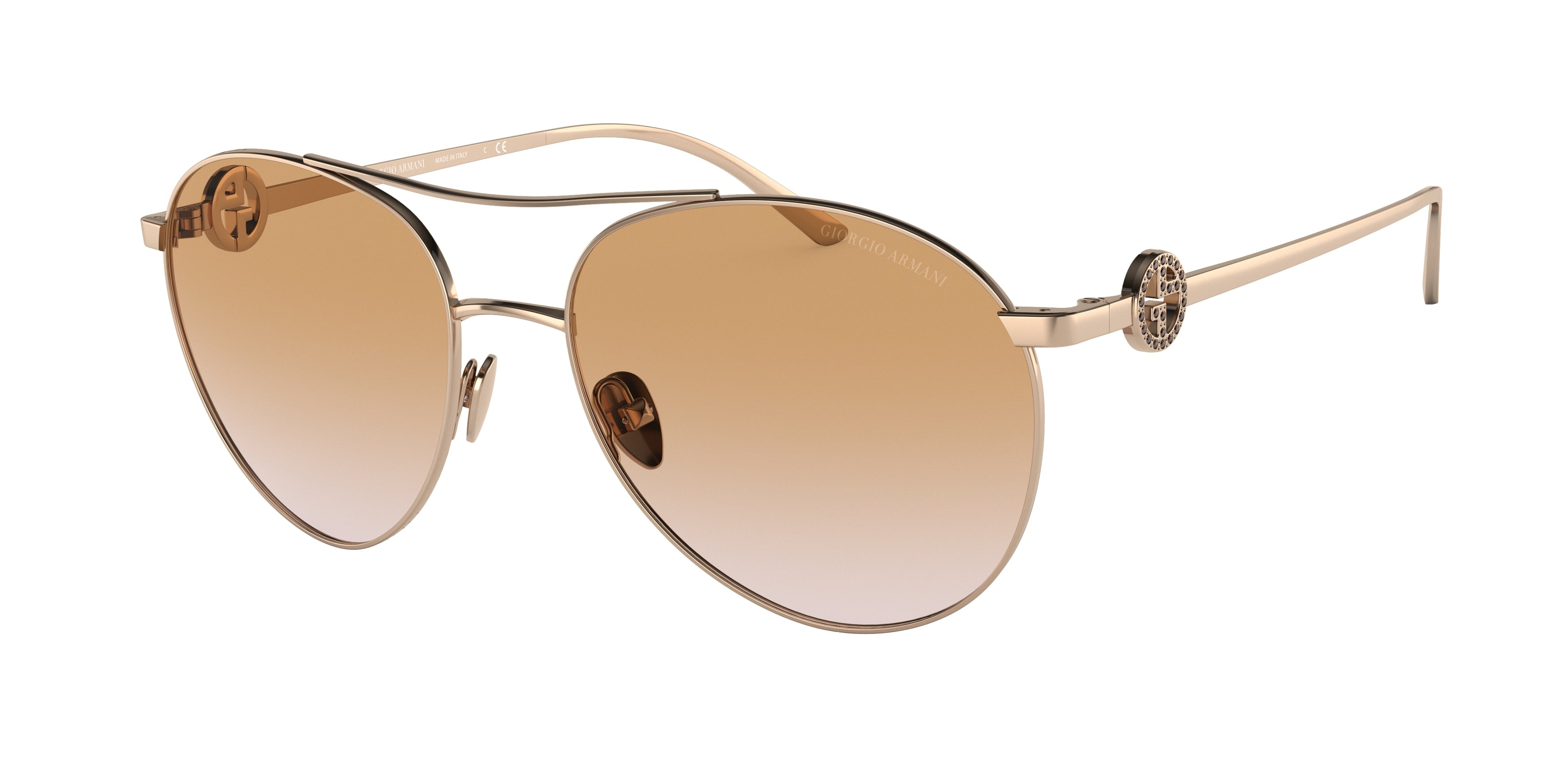 Giorgio Armani AR6122B Pilot Sunglasses  301113-Rose Gold 56-140-17 - Color Map Gold