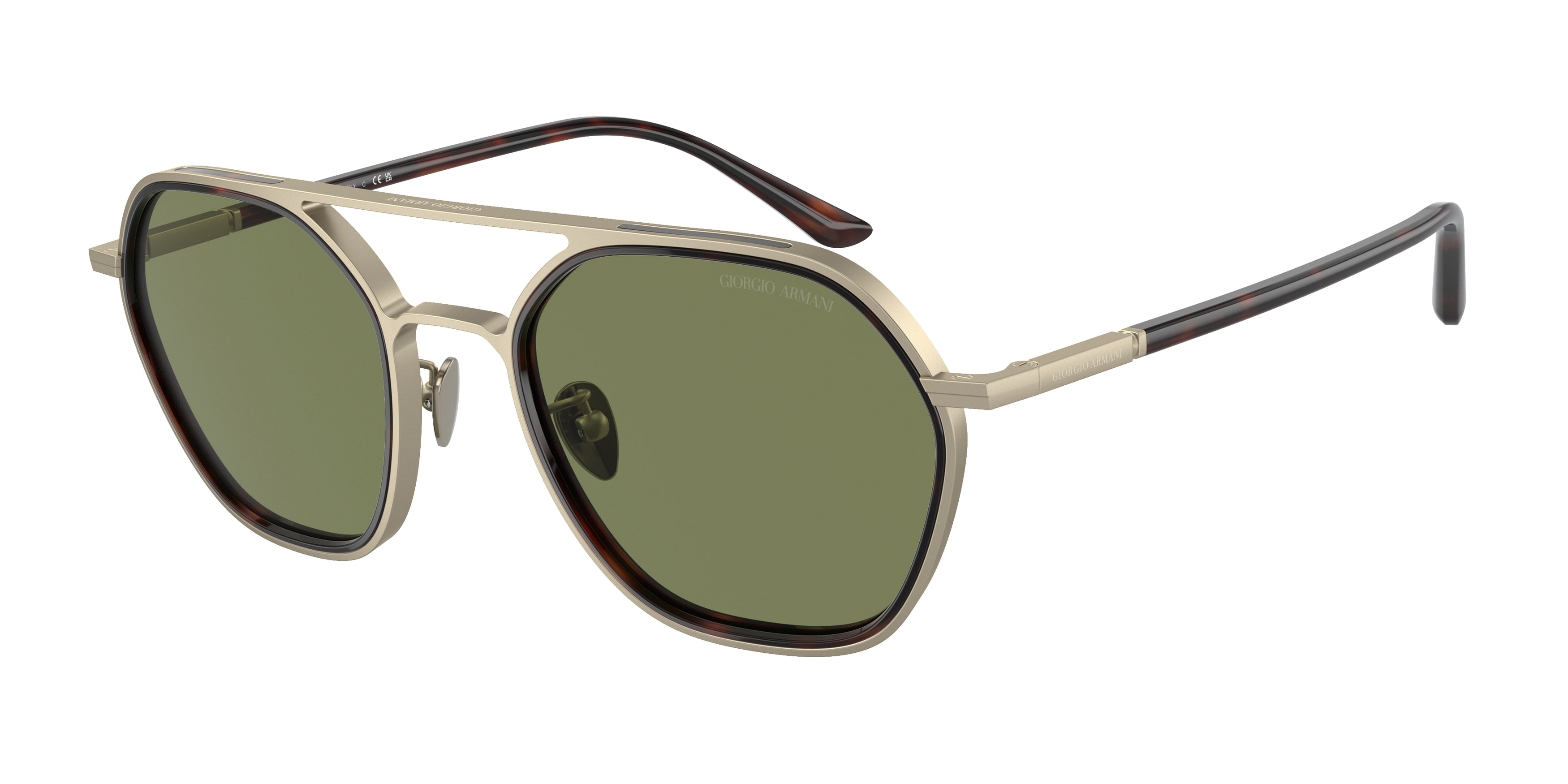 Giorgio Armani AR6145 Pillow Sunglasses  30022A-Matte Pale Gold 53-145-21 - Color Map Gold