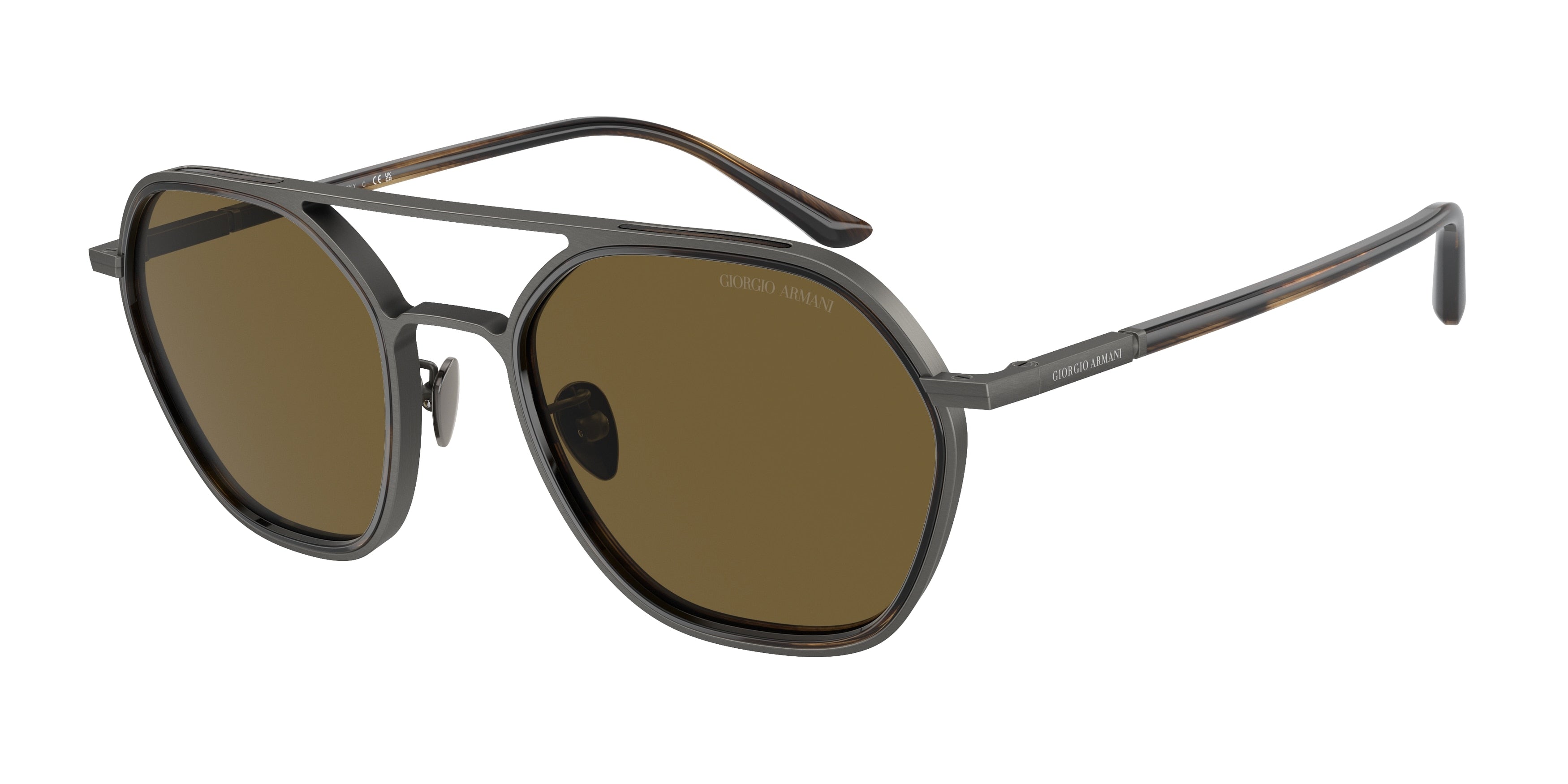 Giorgio Armani AR6145 Pillow Sunglasses  325973-Brushed Gunmetal 53-145-21 - Color Map Grey