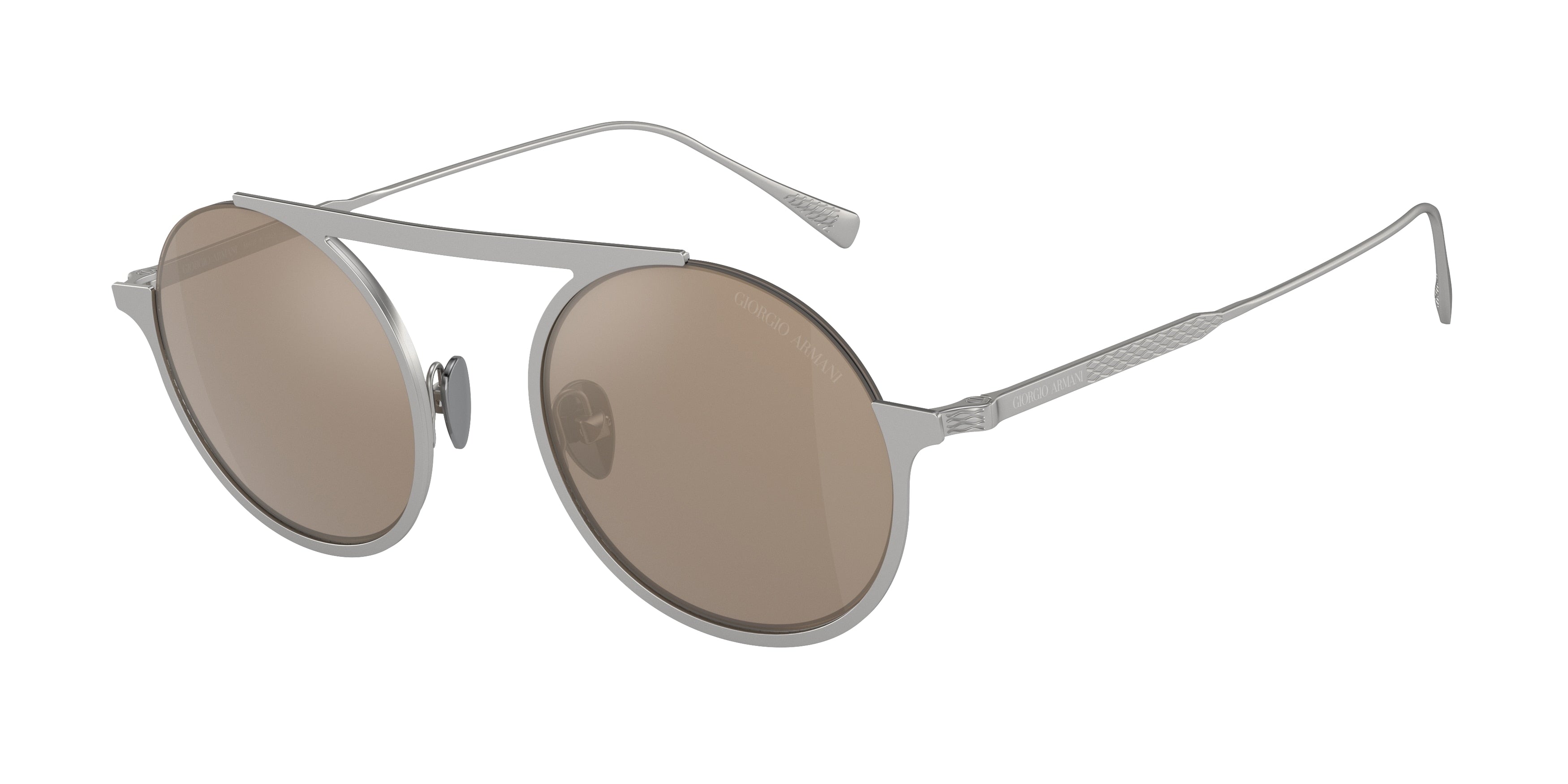 Giorgio Armani AR6146 Round Sunglasses  30455A-Matte Silver 47-145-21 - Color Map Silver