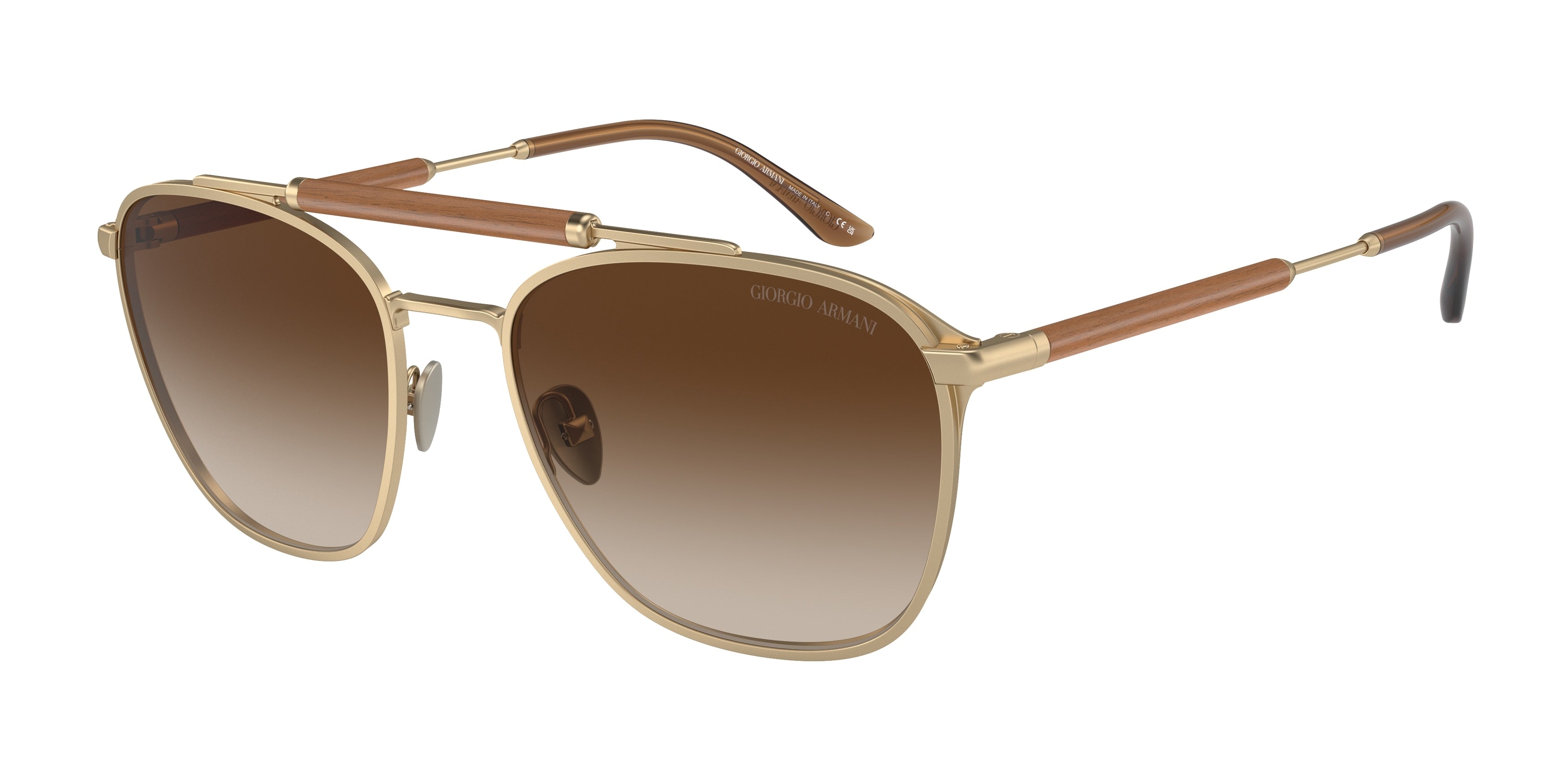 Giorgio Armani AR6149 Square Sunglasses  300213-Matte Pale Gold 55-145-19 - Color Map Gold