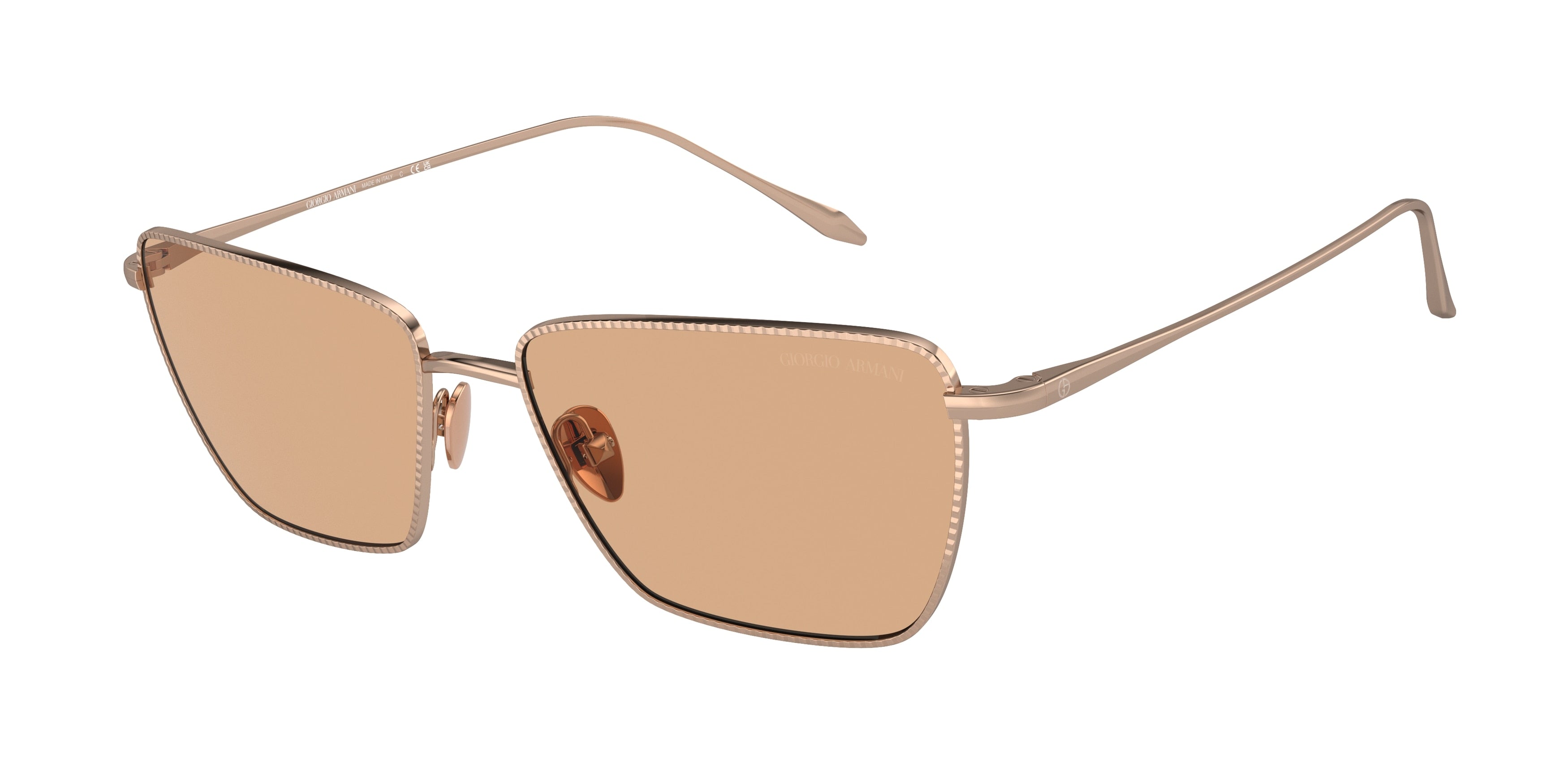 Giorgio Armani AR6153 Rectangle Sunglasses  301193-Rose Gold 56-140-16 - Color Map Gold