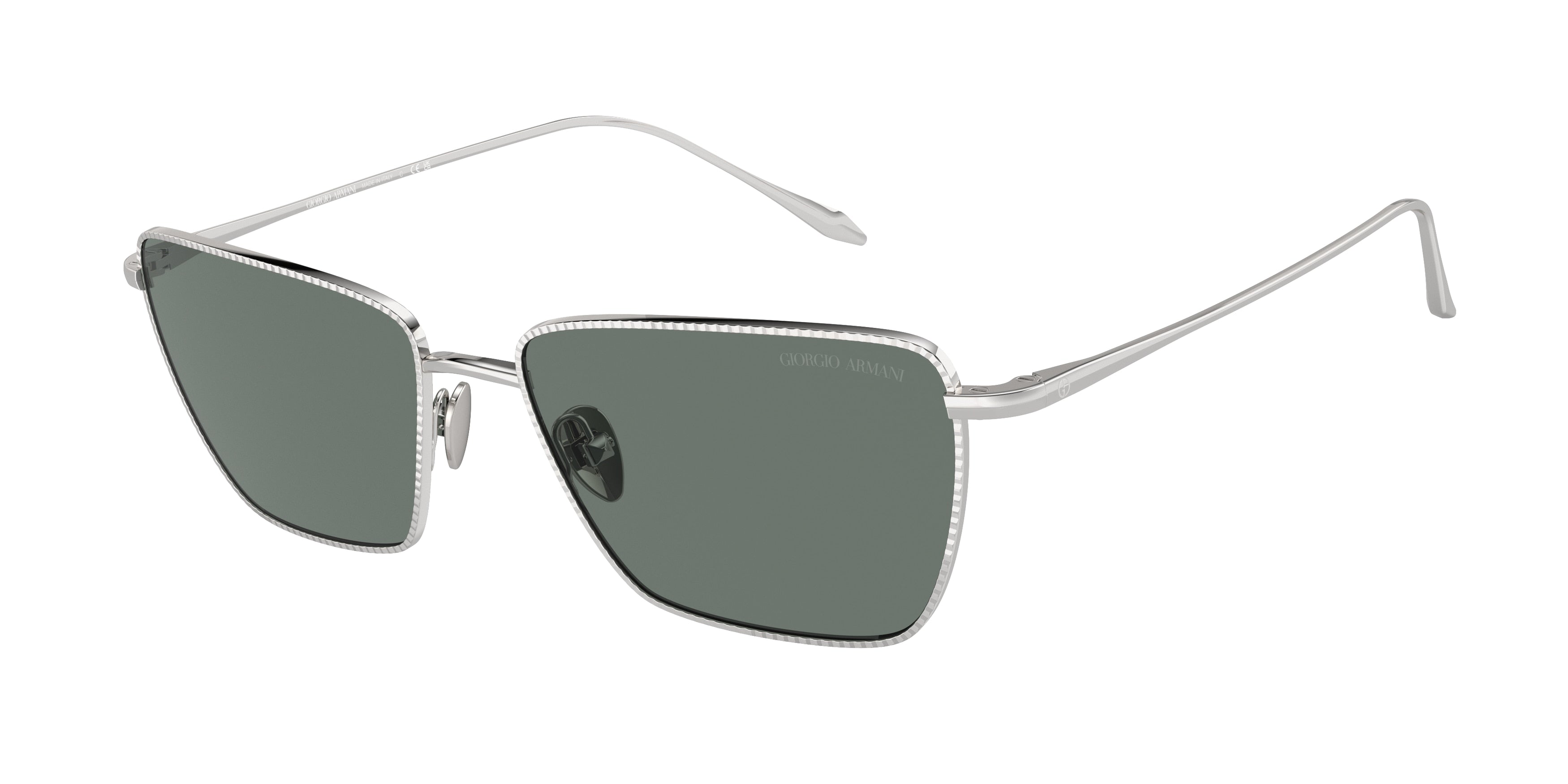 Giorgio Armani AR6153 Rectangle Sunglasses  301511-Silver 56-140-16 - Color Map Silver