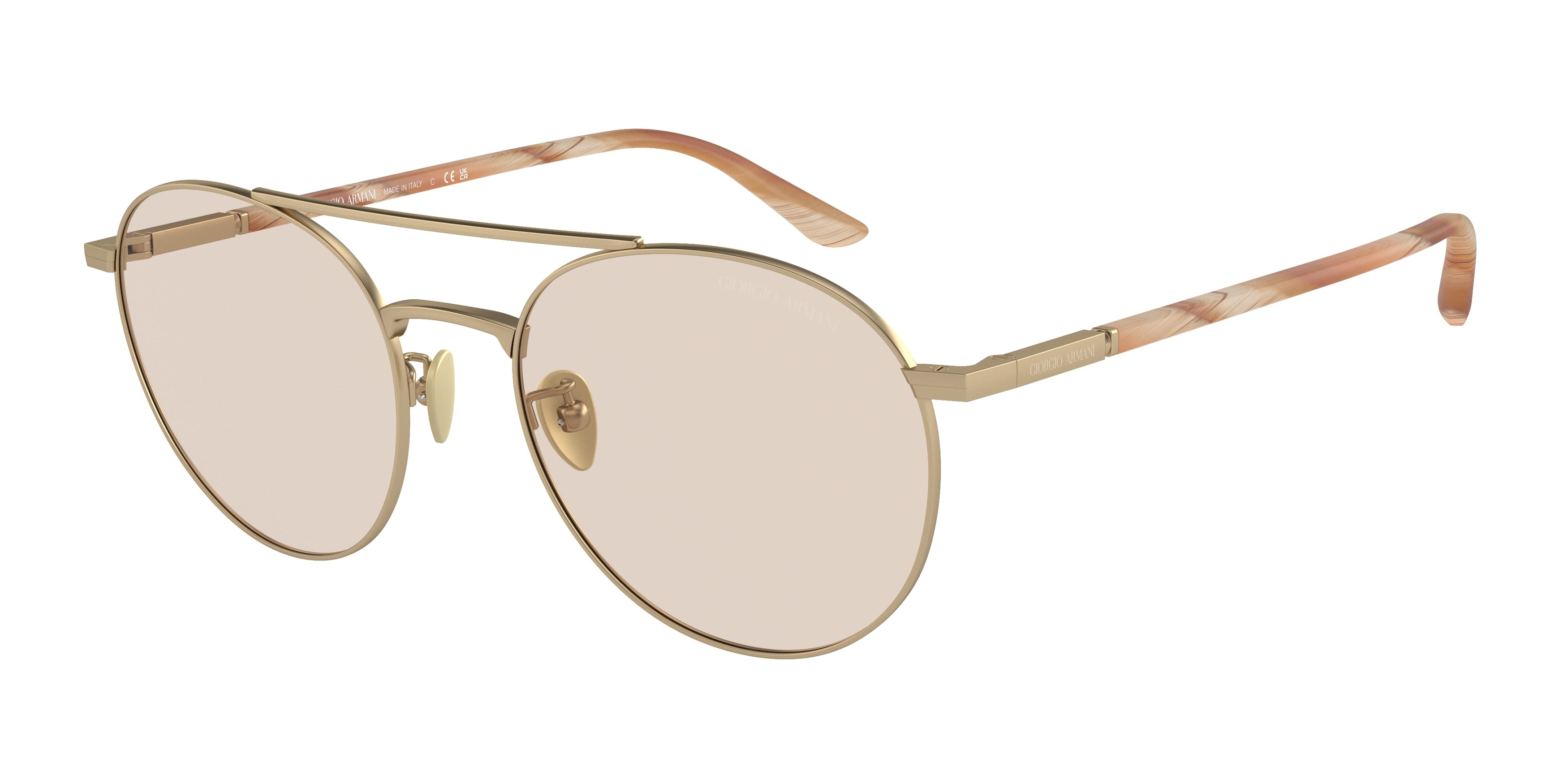 Giorgio Armani AR6156 Round Sunglasses  3002M4-Matte Pale Gold 54-145-19 - Color Map Gold