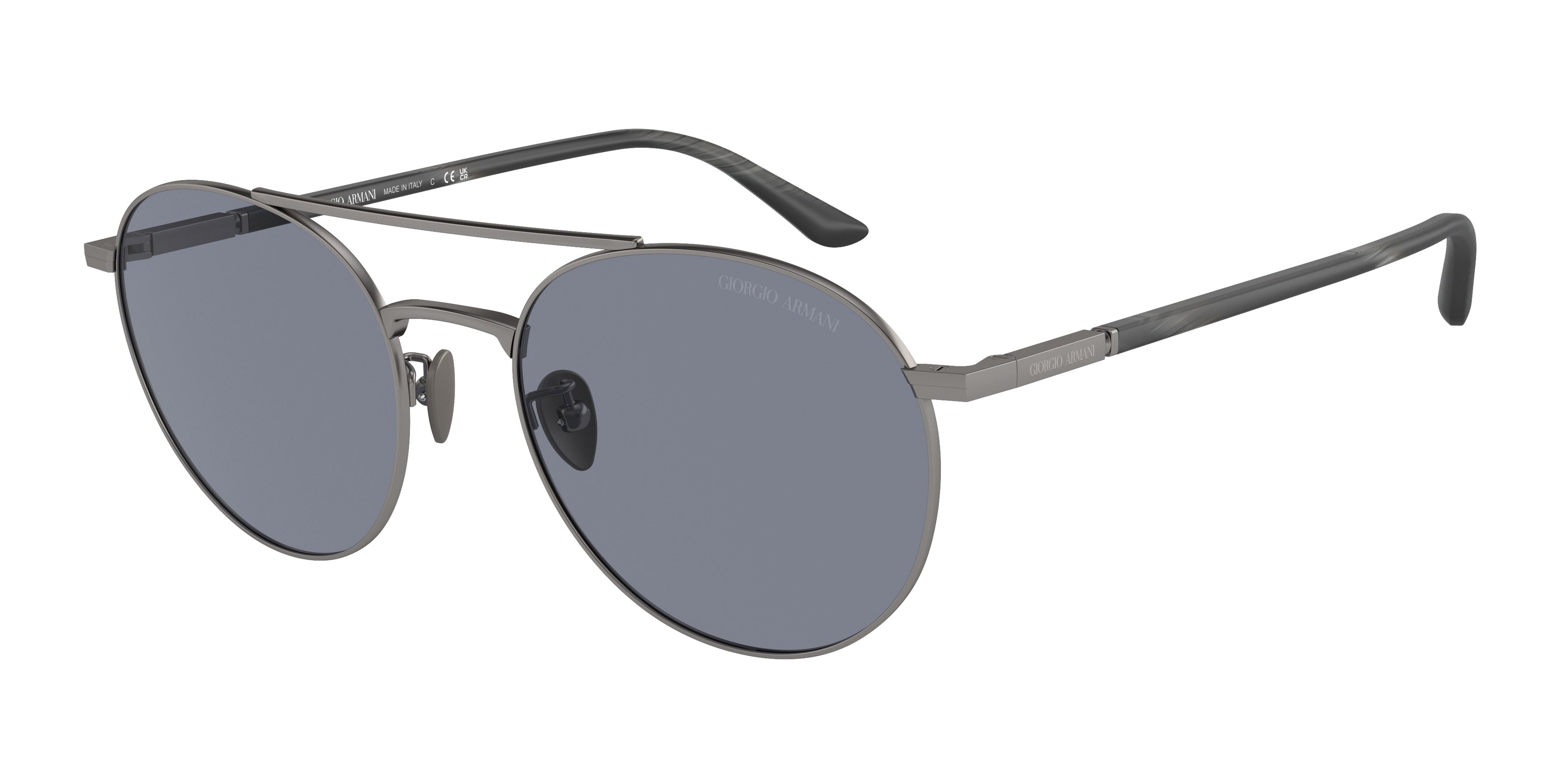 Giorgio Armani AR6156 Round Sunglasses  337819-Matte Gunmetal 54-145-19 - Color Map Grey