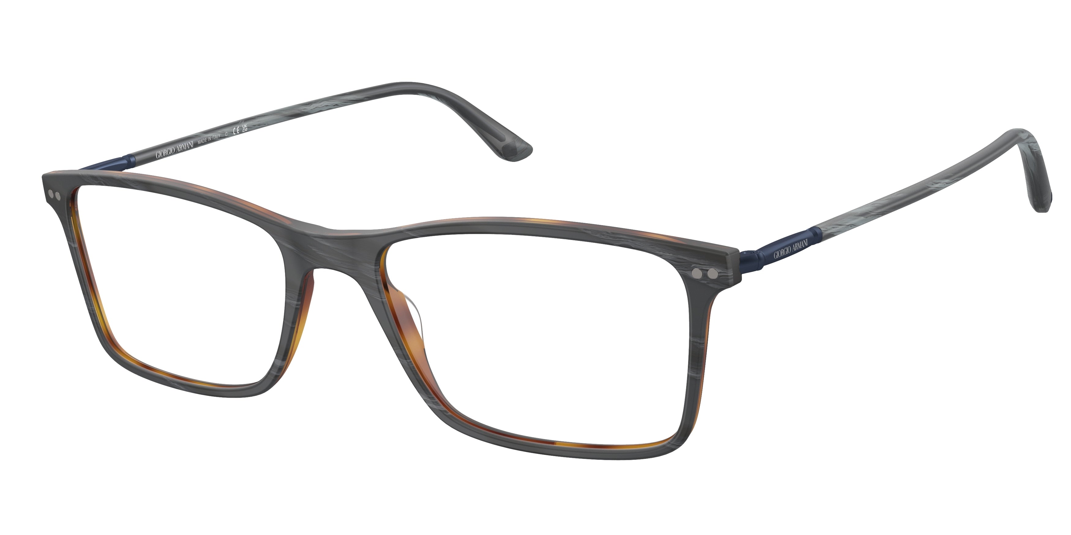 Giorgio Armani AR7037 Rectangle Eyeglasses  5570-Matte Grey Horn 55-145-17 - Color Map Grey