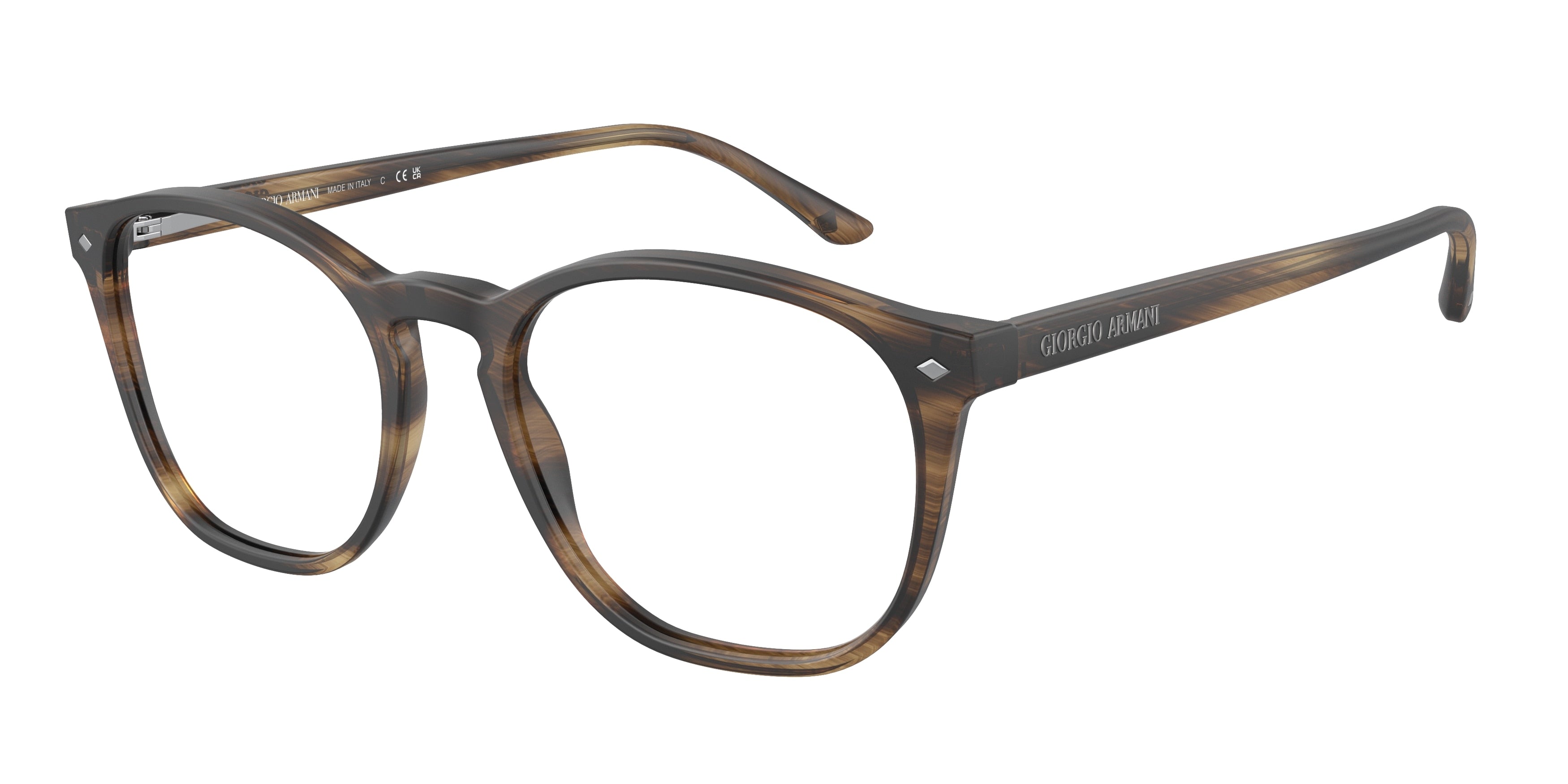 Giorgio Armani AR7074 Phantos Eyeglasses  5405-Striped Matte Dark Brown 50-145-19 - Color Map Brown