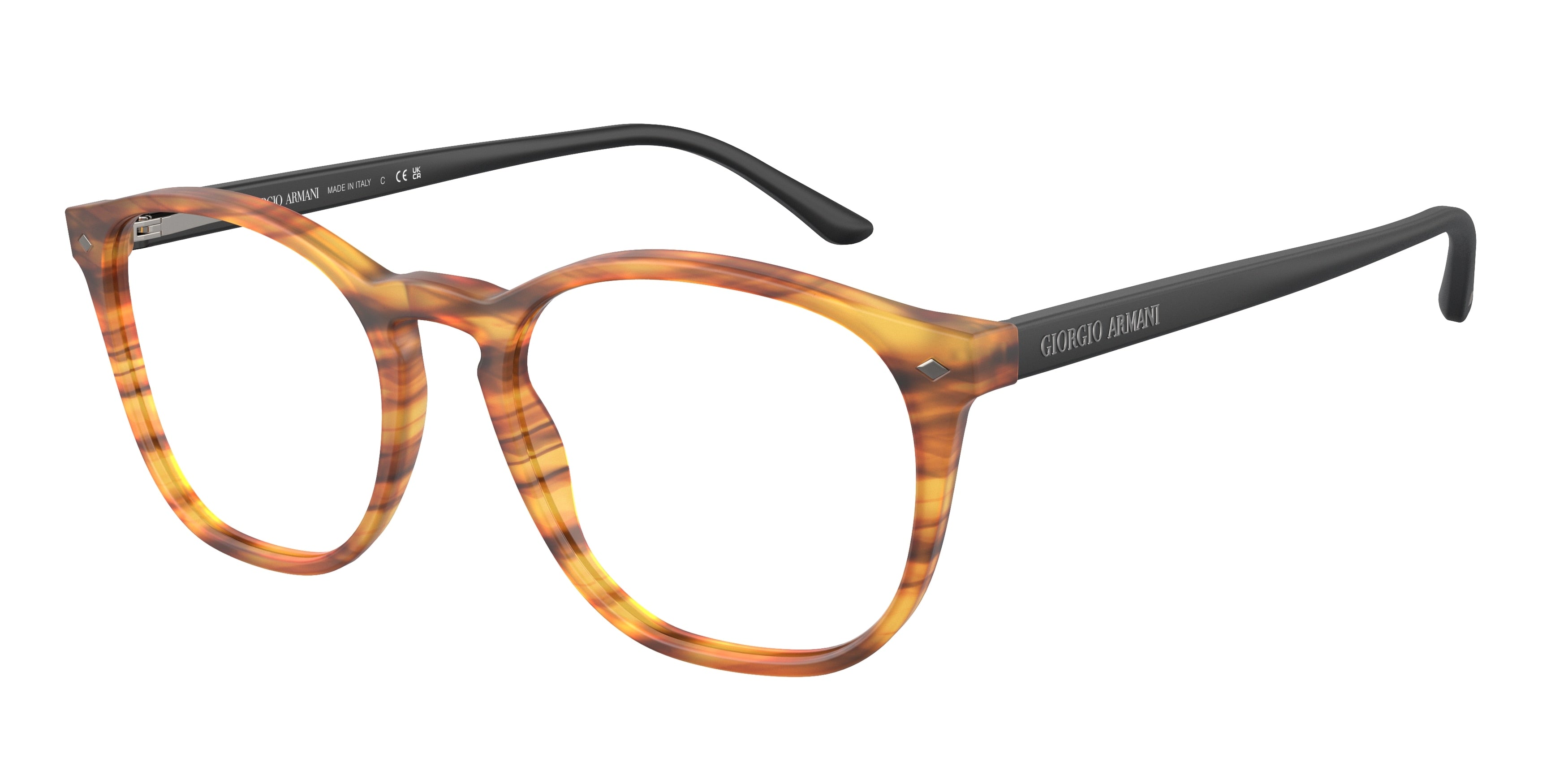 Giorgio Armani AR7074 Phantos Eyeglasses  5562-Matte Striped Light Brown 50-145-19 - Color Map Brown