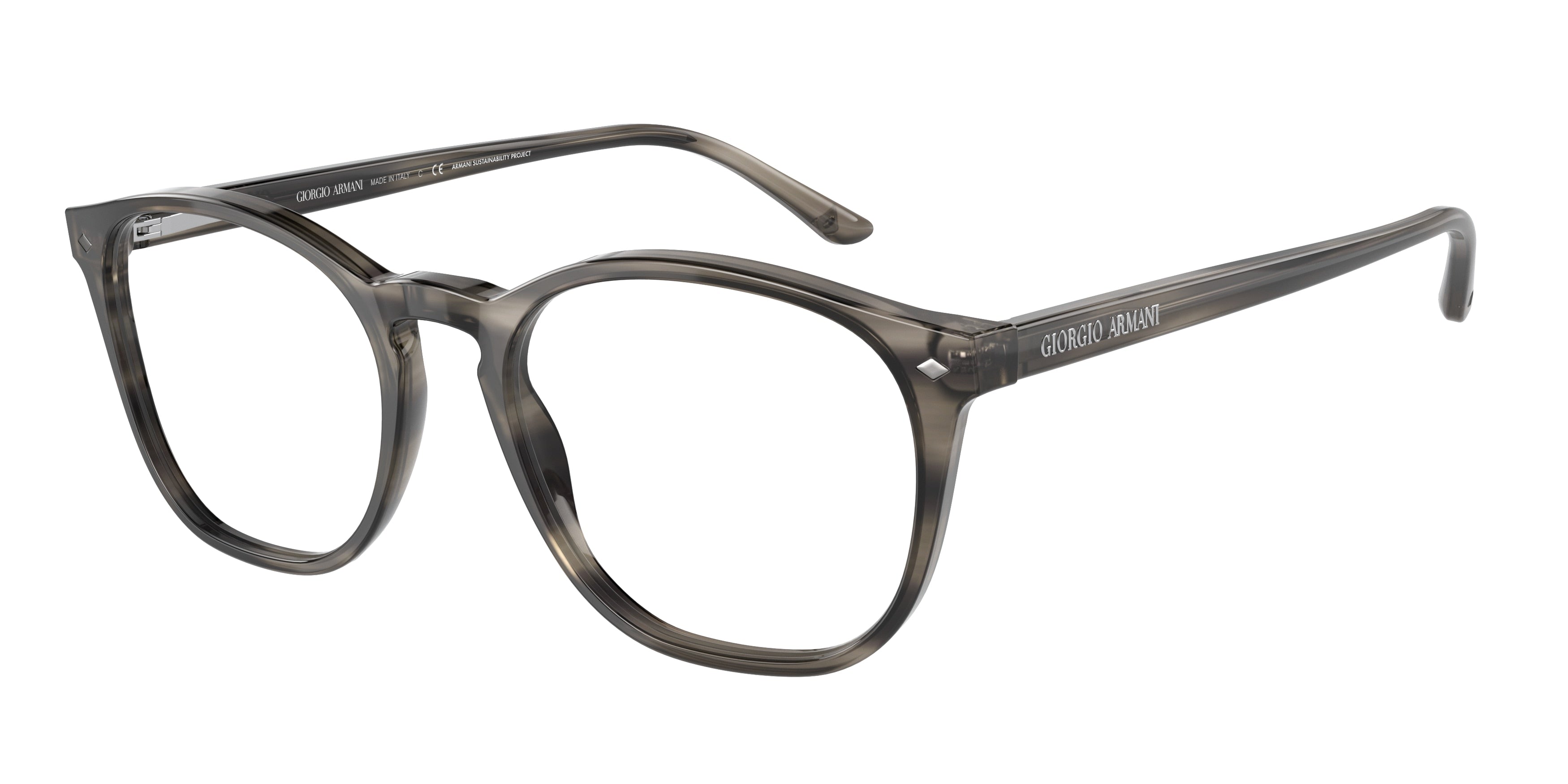 Giorgio Armani AR7074 Phantos Eyeglasses  5877-Bio Striped Grey Havana 50-145-19 - Color Map Grey