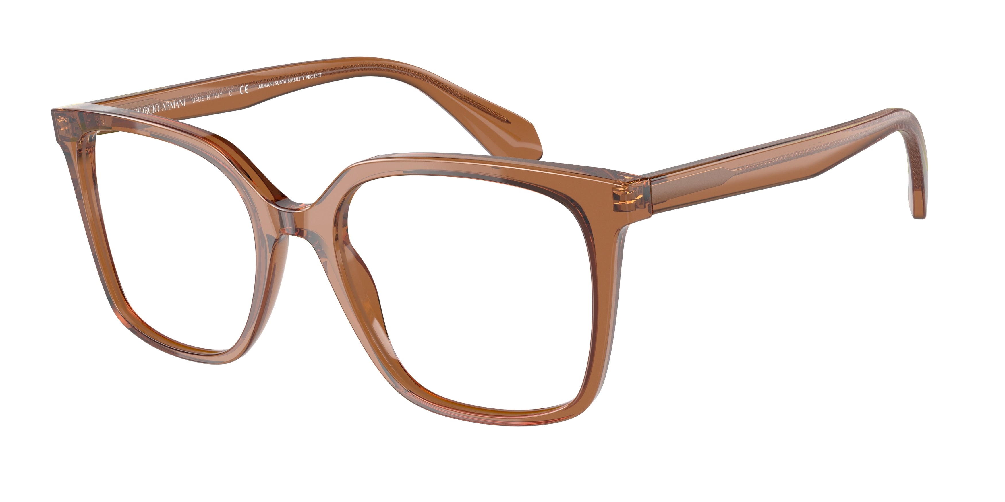 Giorgio Armani AR7217 Square Eyeglasses  5932-Transparent Brown 53-140-19 - Color Map Brown