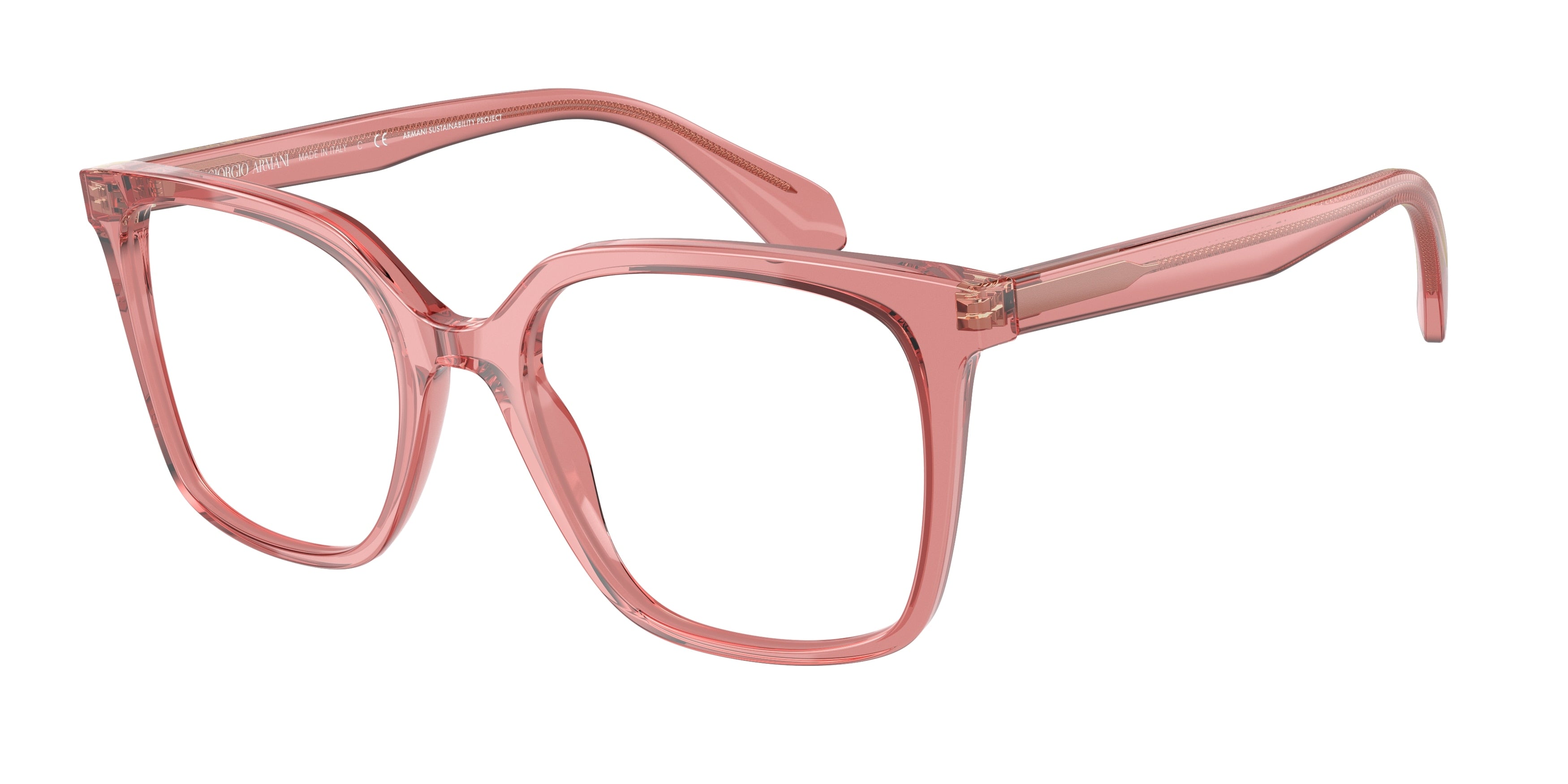 Giorgio Armani AR7217 Square Eyeglasses  5933-Transparent Pink 53-140-19 - Color Map Pink