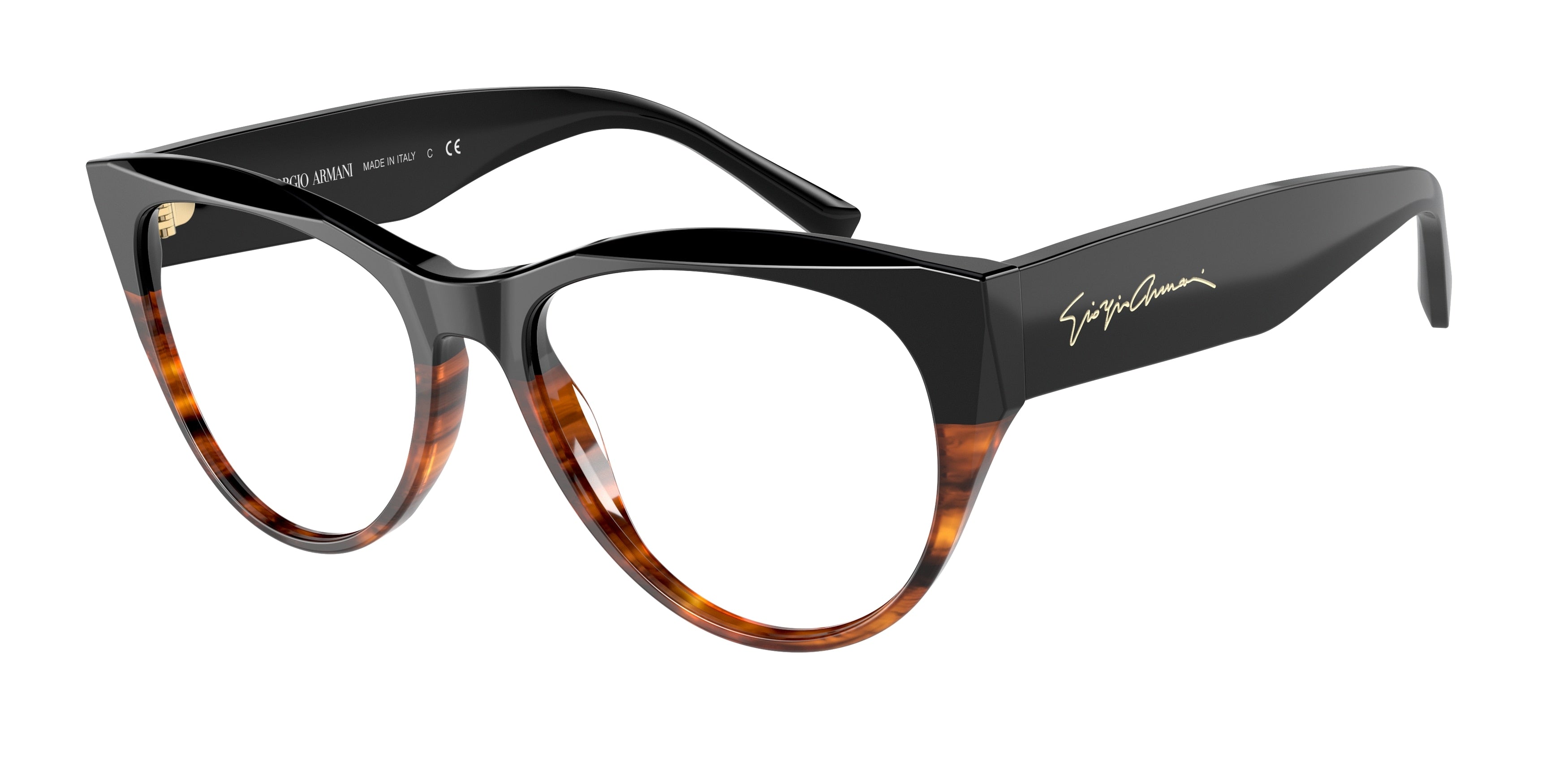 Giorgio Armani AR7222 Butterfly Eyeglasses  5928-Black/Striped Brown 54-140-17 - Color Map Black