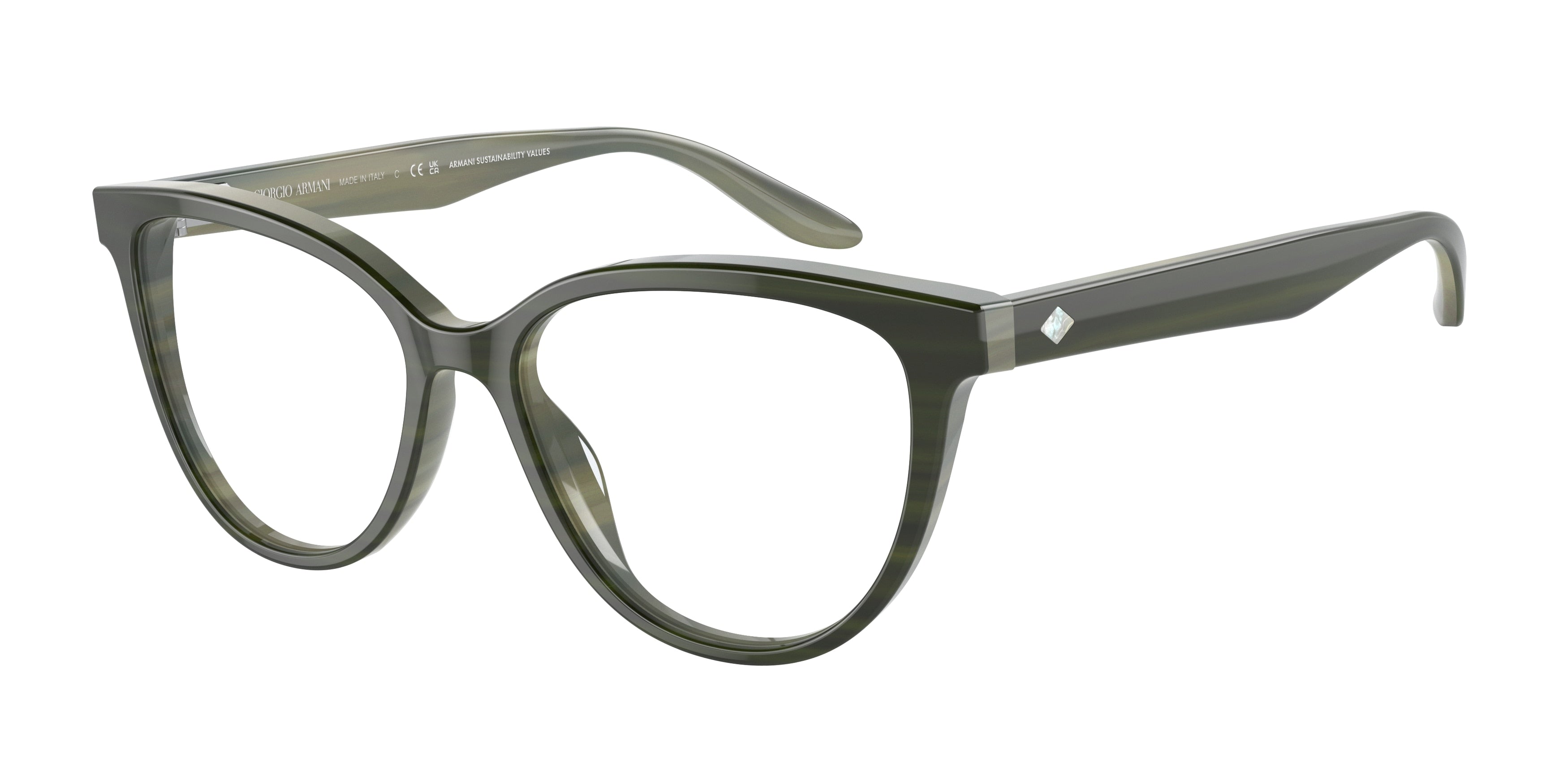 Giorgio Armani AR7228U Cat Eye Eyeglasses  5971-Bilayer Marble Green 53-140-16 - Color Map Green