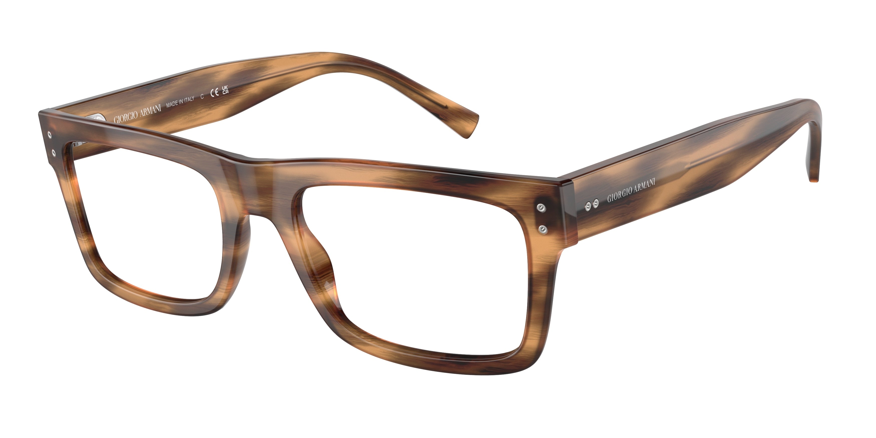 Giorgio Armani AR7232 Rectangle Eyeglasses  5921-Striped Honey 55-145-20 - Color Map Tortoise