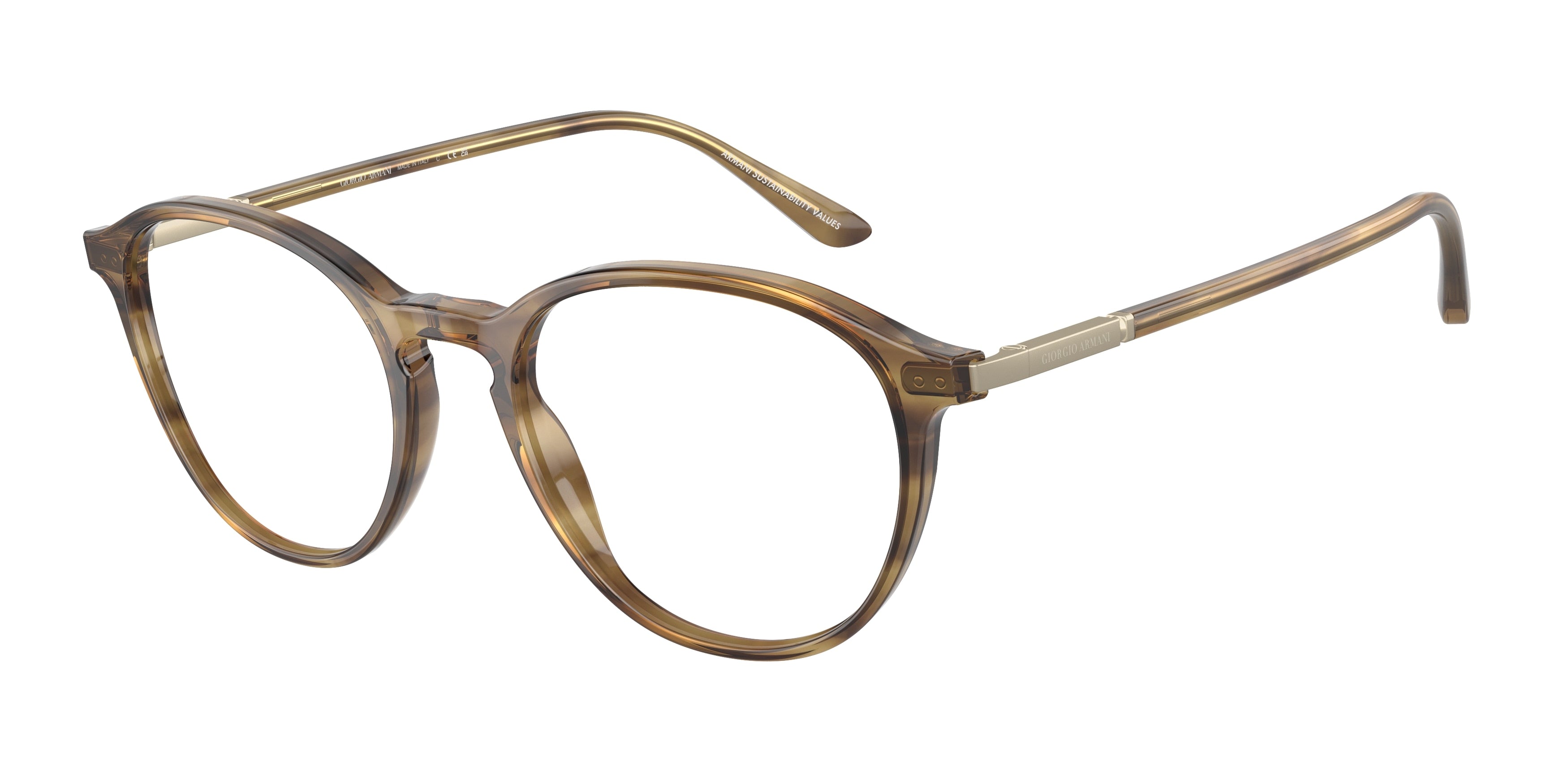 Giorgio Armani AR7237 Phantos Eyeglasses  6002-Striped Brown 51-145-19 - Color Map Tortoise