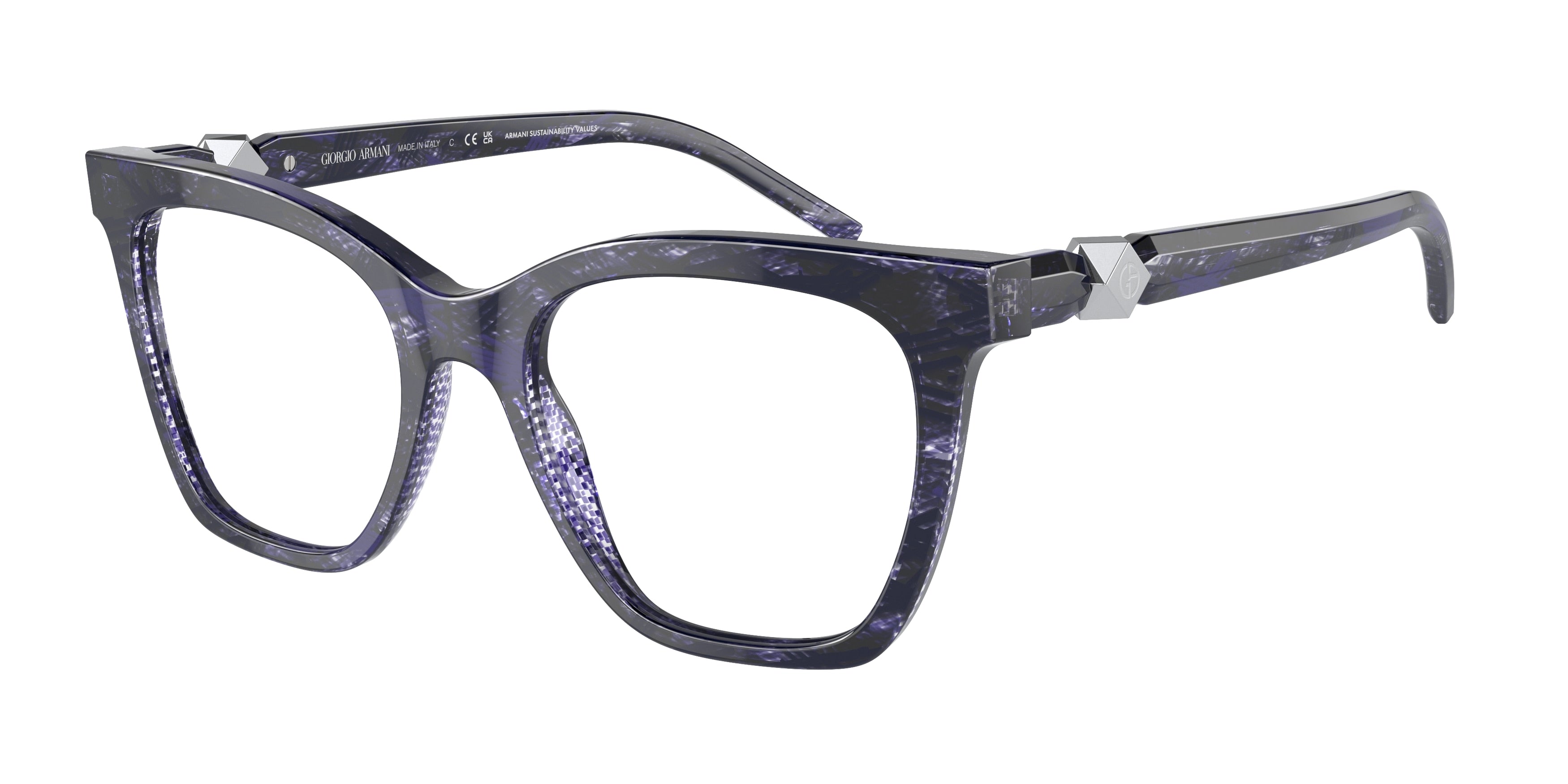 Giorgio Armani AR7238 Cat Eye Eyeglasses  6000-Blue Havana 52-140-19 - Color Map Blue