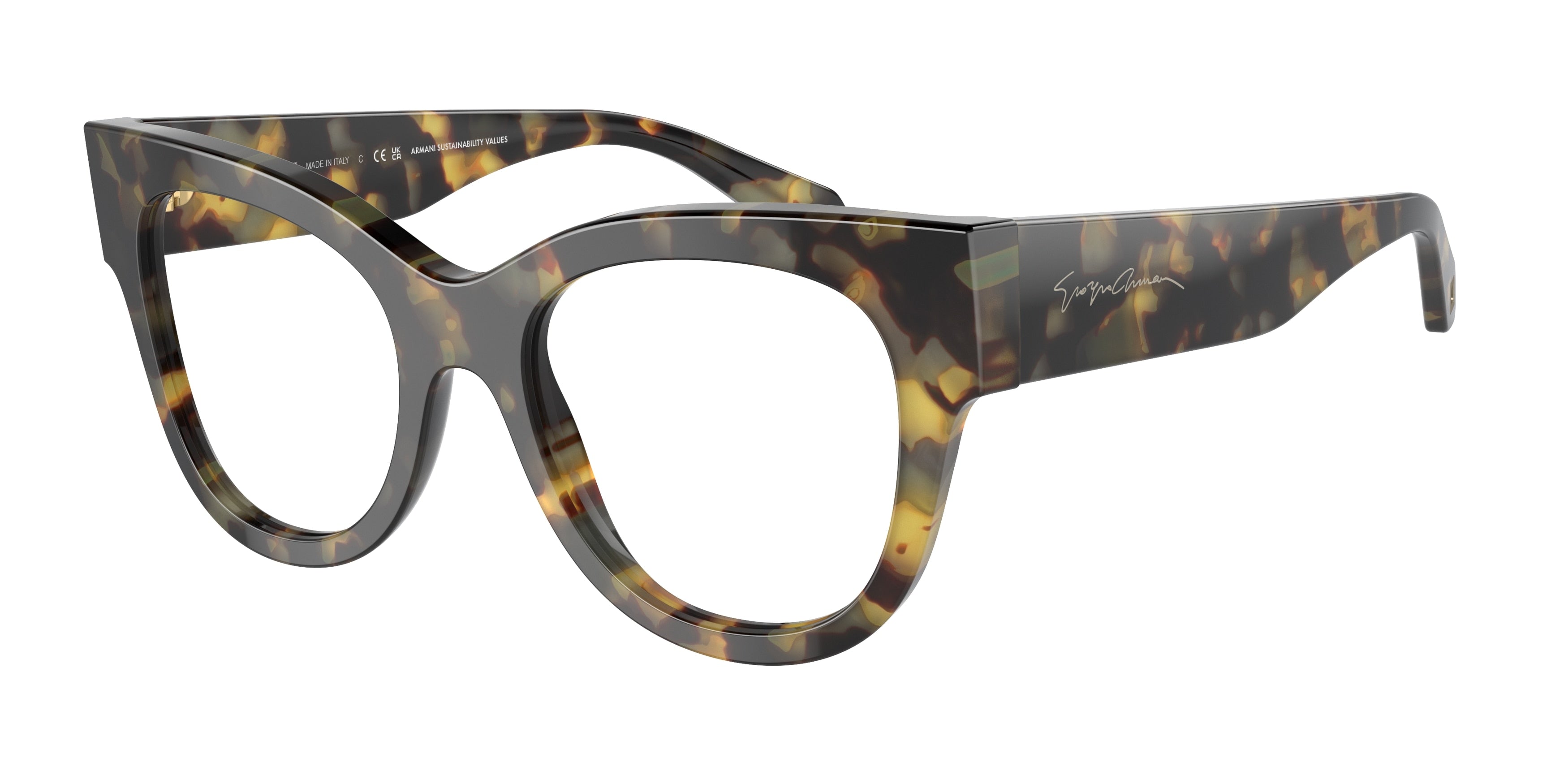 Giorgio Armani AR7241 Cat Eye Eyeglasses  5874-Yellow Havana 50-140-19 - Color Map Tortoise