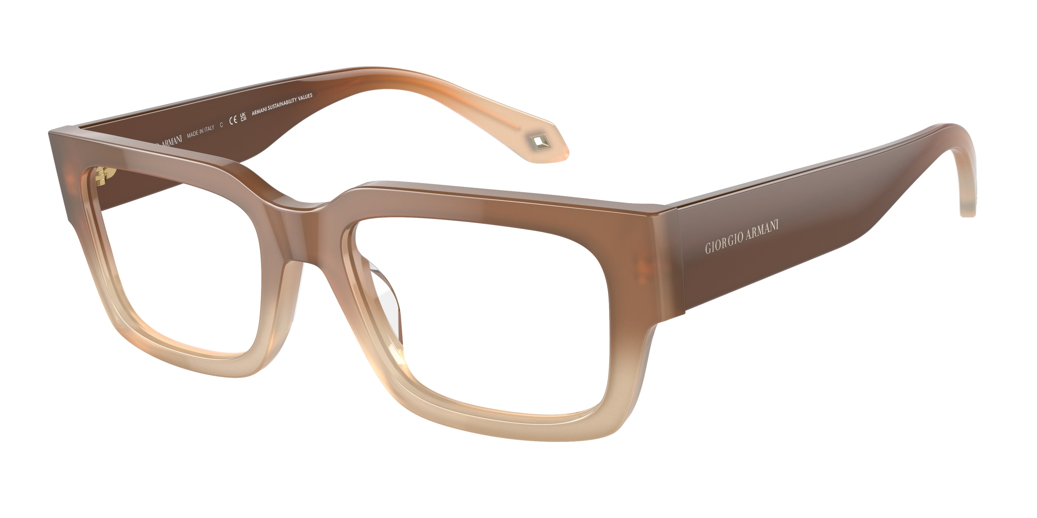 Giorgio Armani AR7243U Rectangle Eyeglasses  5981-Gradient Brown/Crystal 53-145-19 - Color Map Brown