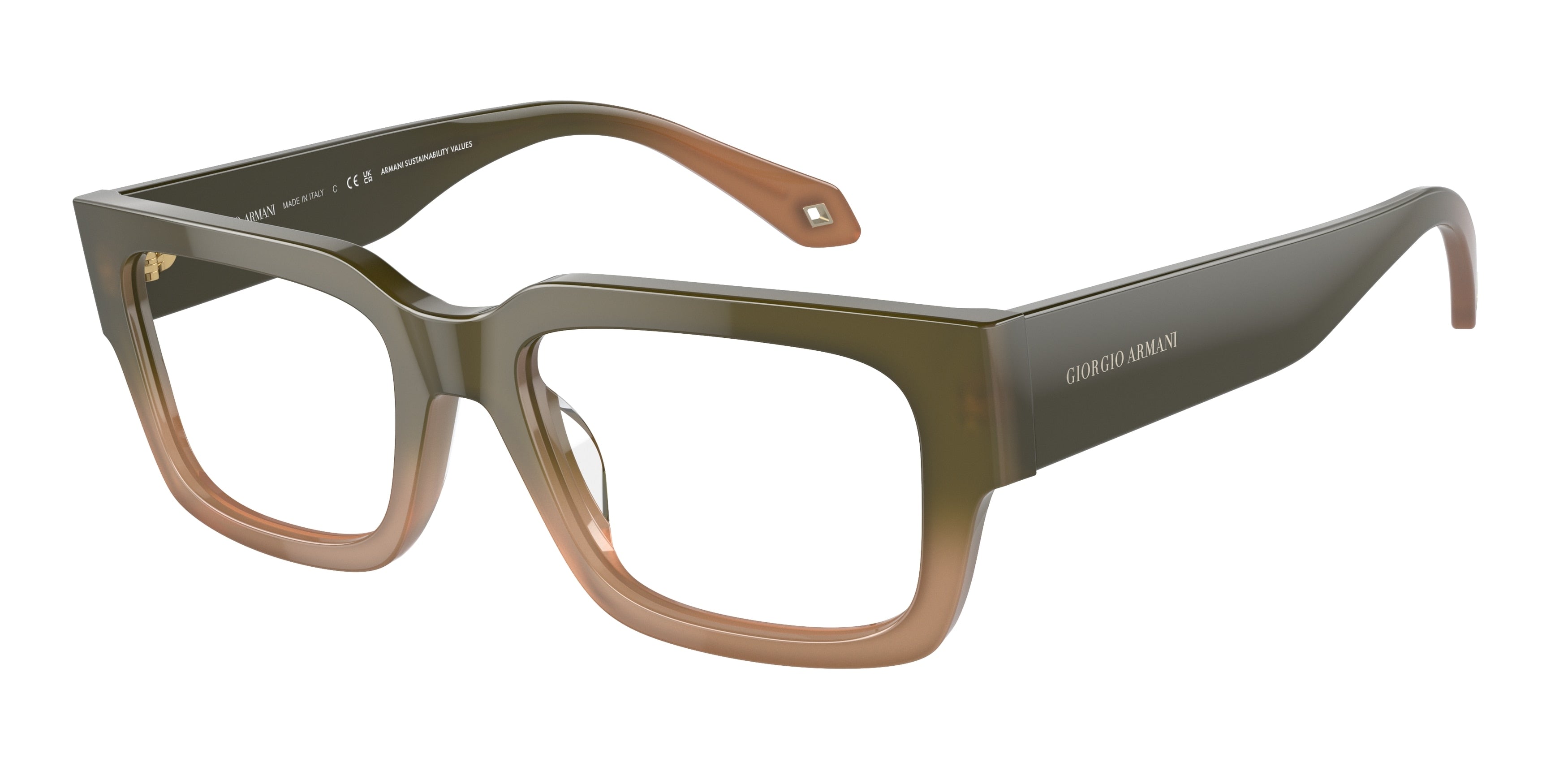 Giorgio Armani AR7243U Rectangle Eyeglasses  5982-Gradient Green/Brown 53-145-19 - Color Map Green