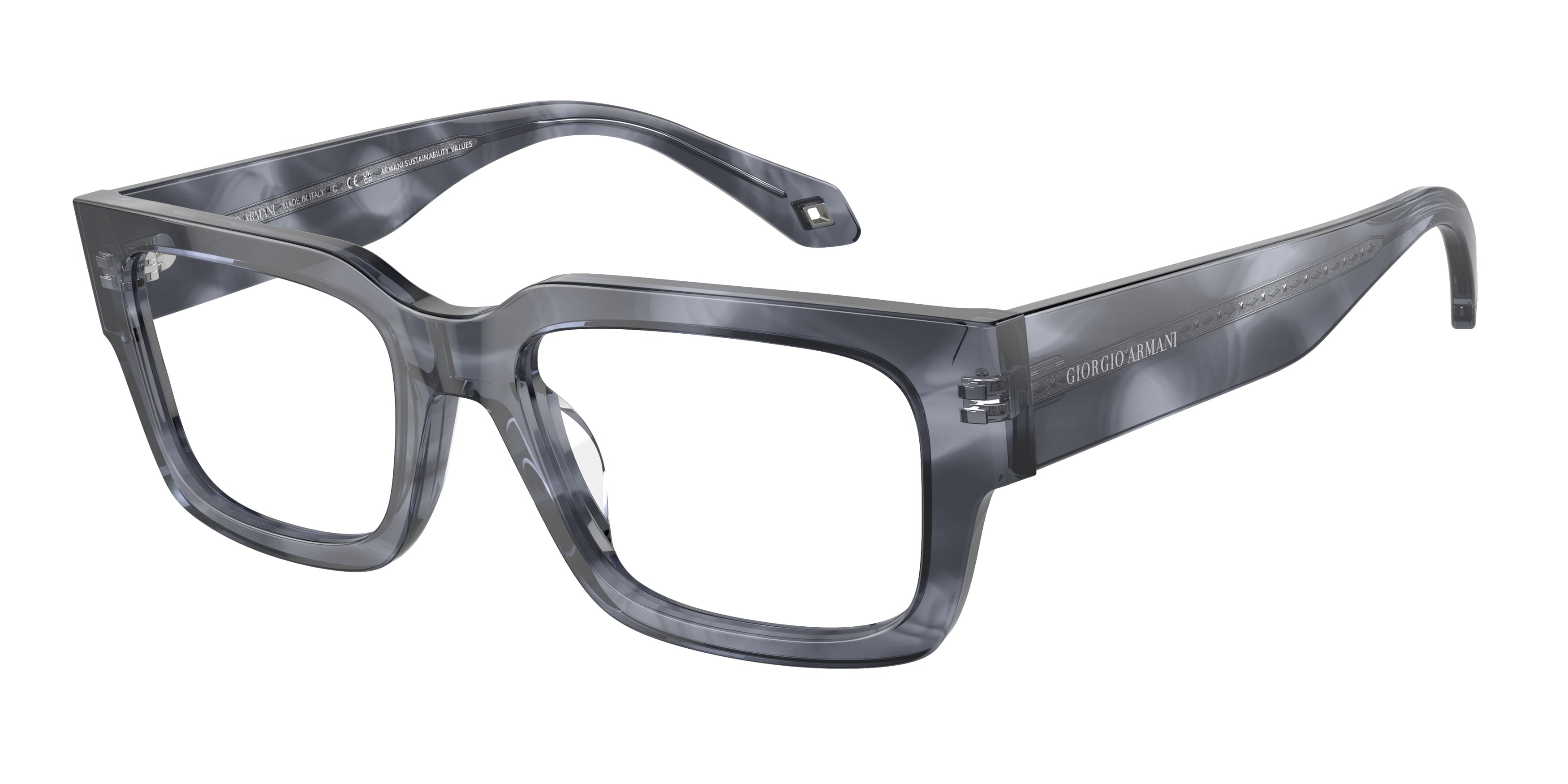 Giorgio Armani AR7243U Rectangle Eyeglasses  5986-Striped Blue 53-145-19 - Color Map Blue