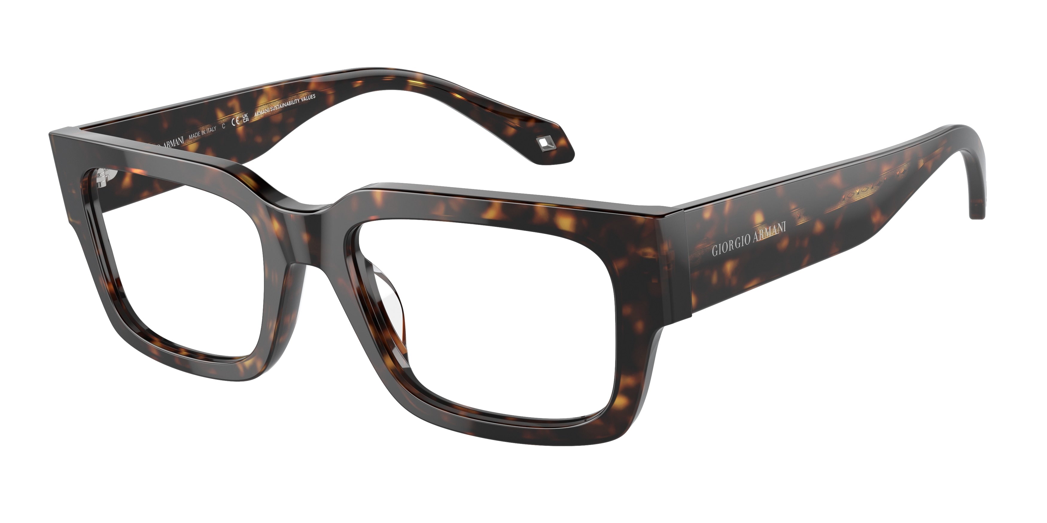 Giorgio Armani AR7243U Rectangle Eyeglasses  6124-Havana 53-145-19 - Color Map Tortoise