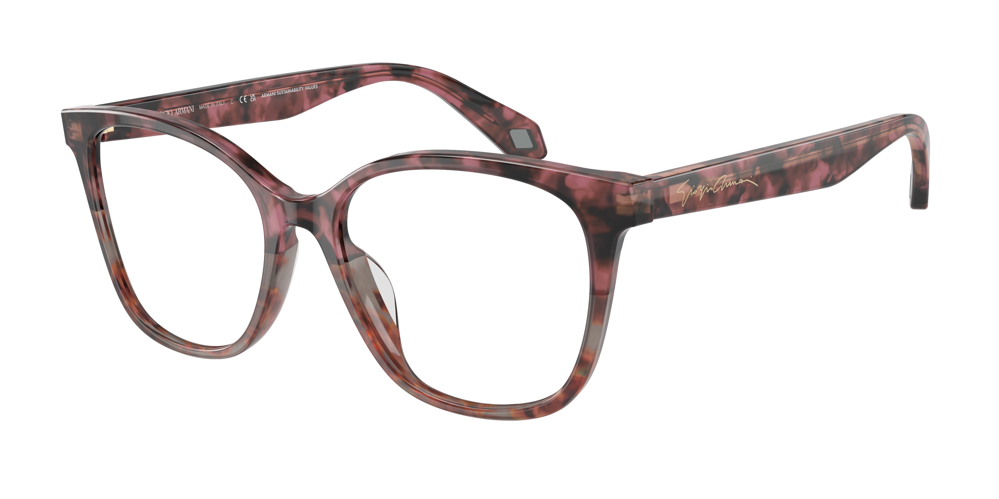 Giorgio Armani AR7246U Cat Eye Eyeglasses  6032-Bordeaux Havana/Havana Grey 53-140-17 - Color Map Brown