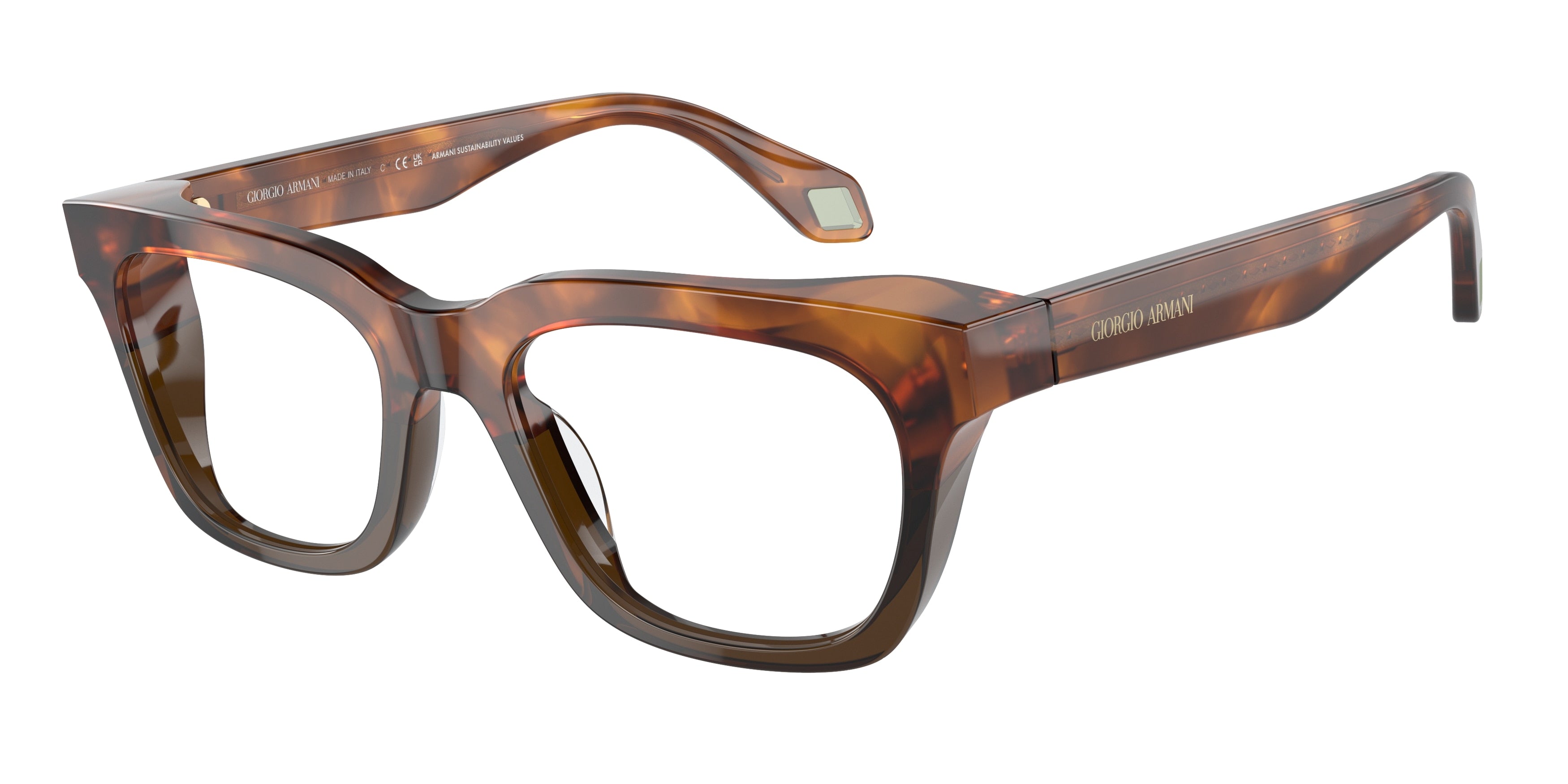 Giorgio Armani AR7247U Pillow Eyeglasses  5988-Havana Red/Opal Olive Green 52-140-19 - Color Map Brown