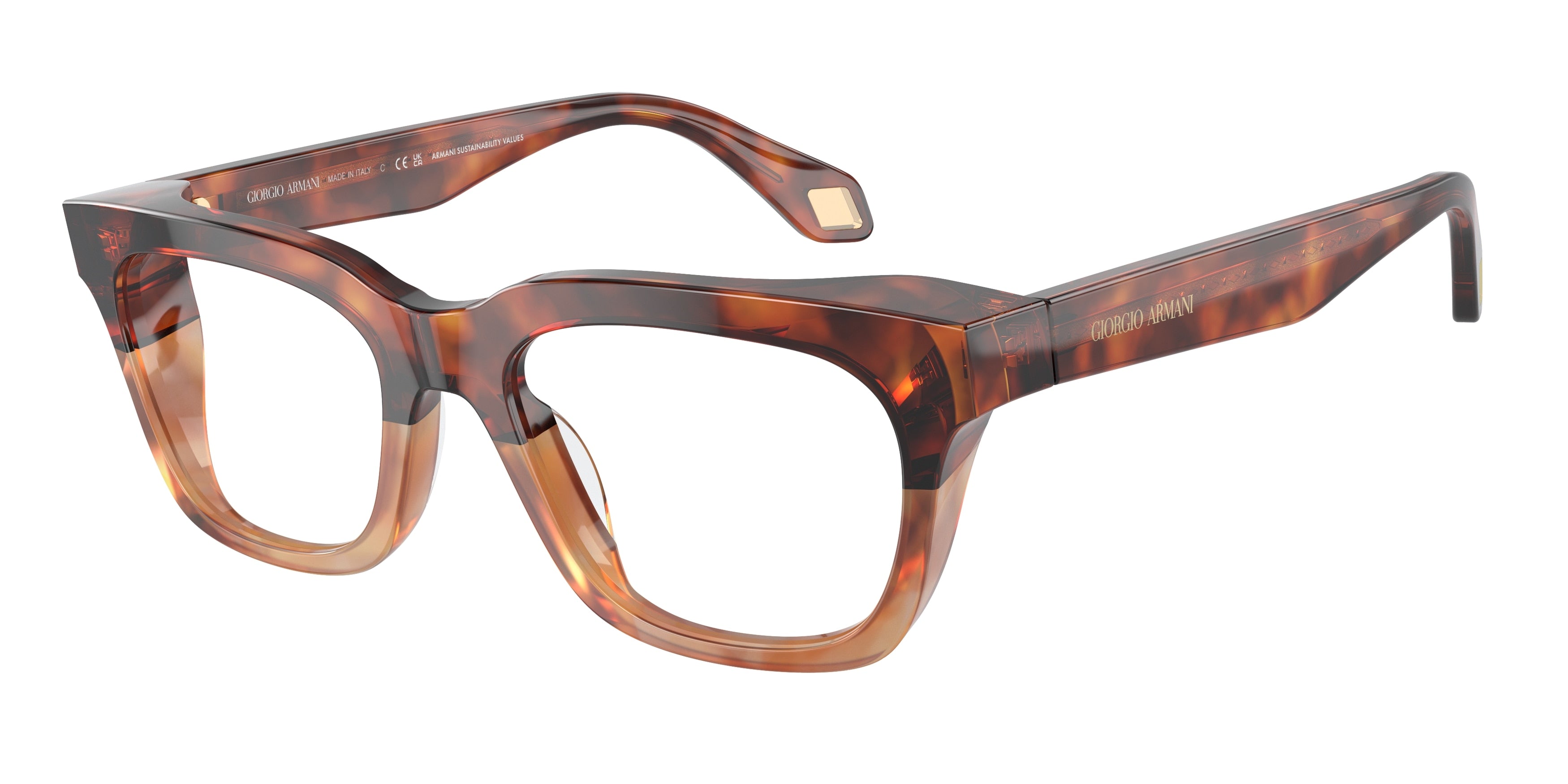 Giorgio Armani AR7247U Pillow Eyeglasses  6034-Red Havana/Honey Havana 52-140-19 - Color Map Brown