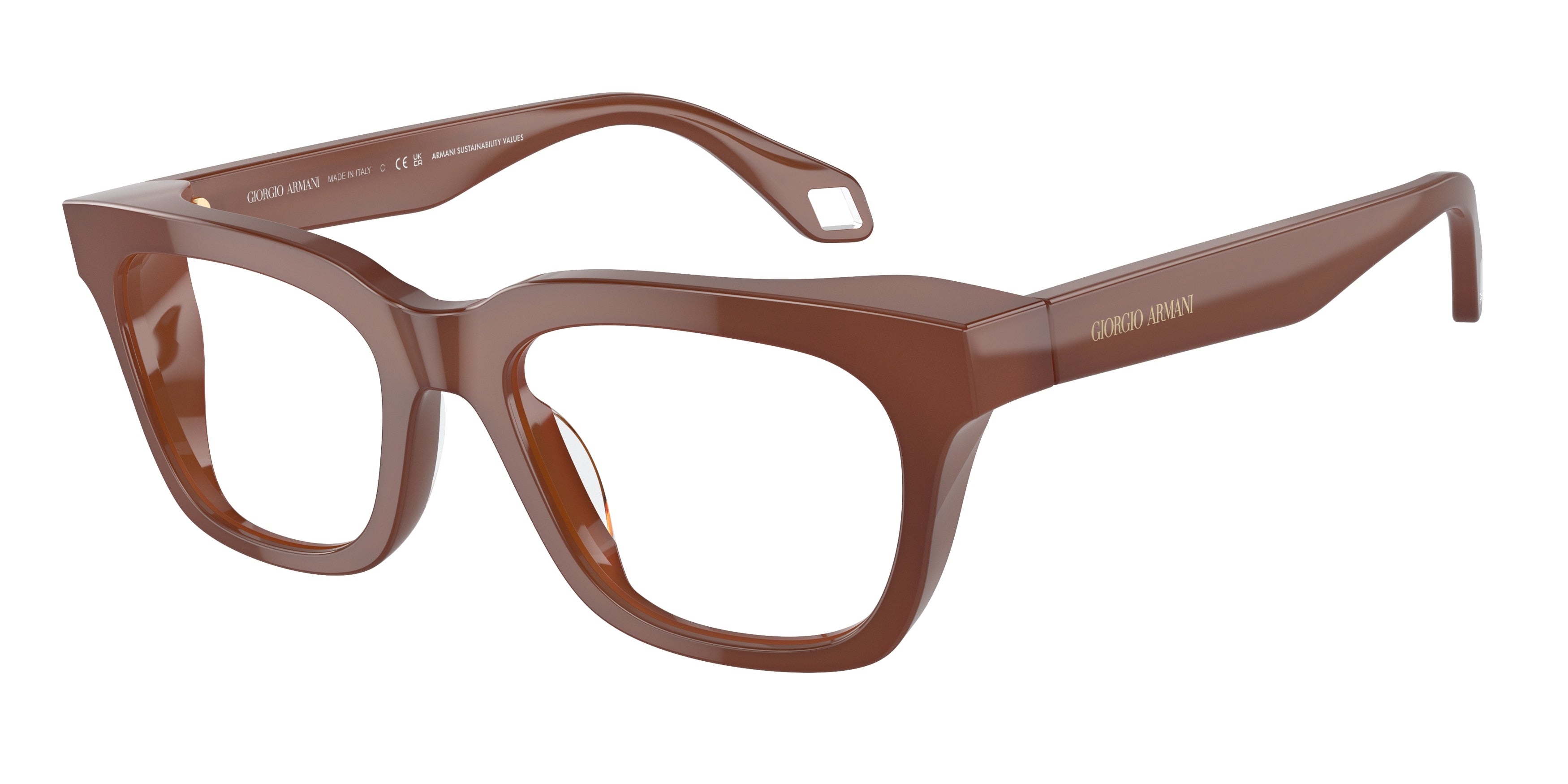 Giorgio Armani AR7247U Pillow Eyeglasses  6042-Opaline Honey 52-140-19 - Color Map Brown