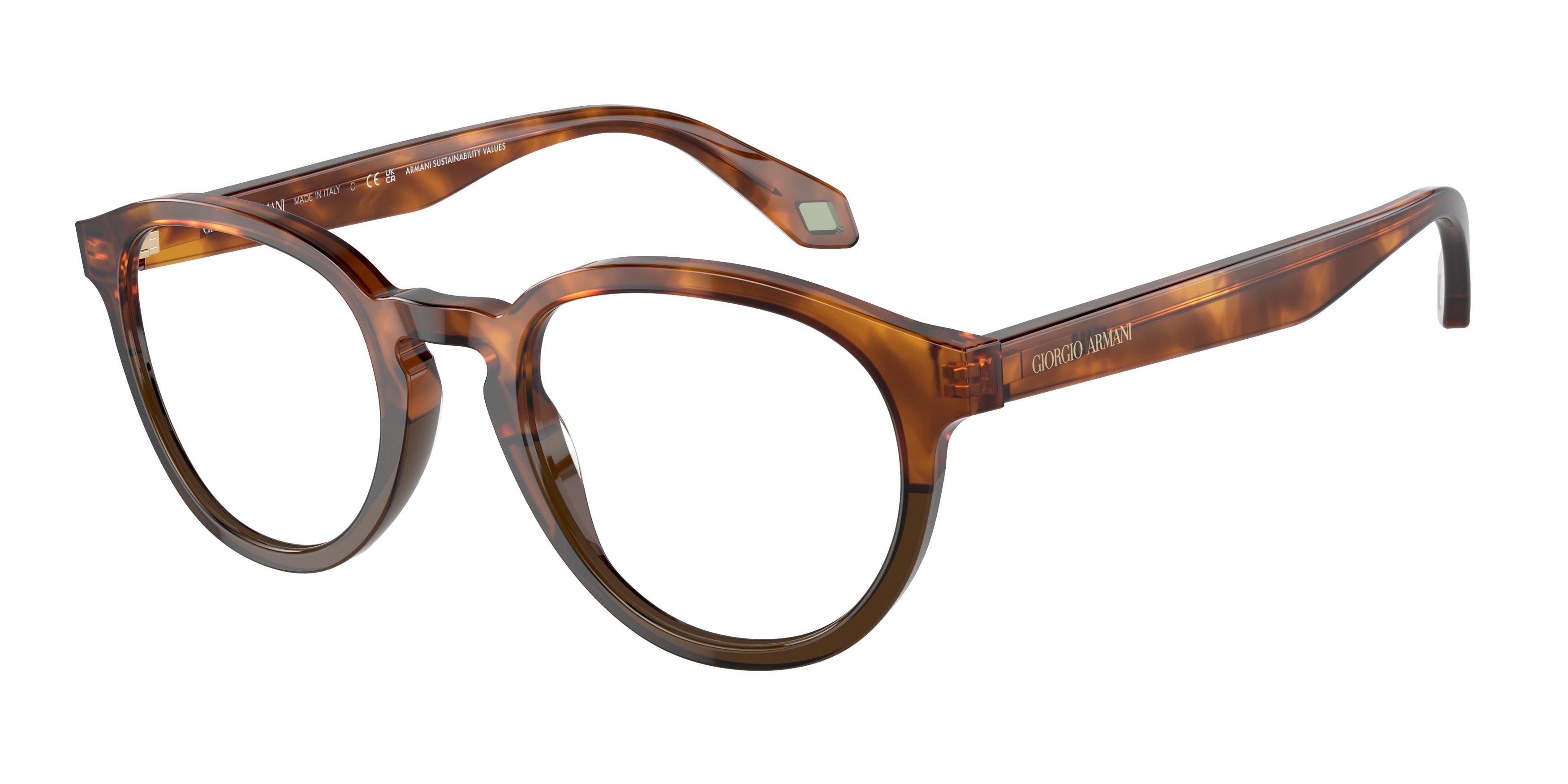 Giorgio Armani AR7248 Phantos Eyeglasses  5988-Havana Red/Opal Olive Green 50-145-22 - Color Map Brown