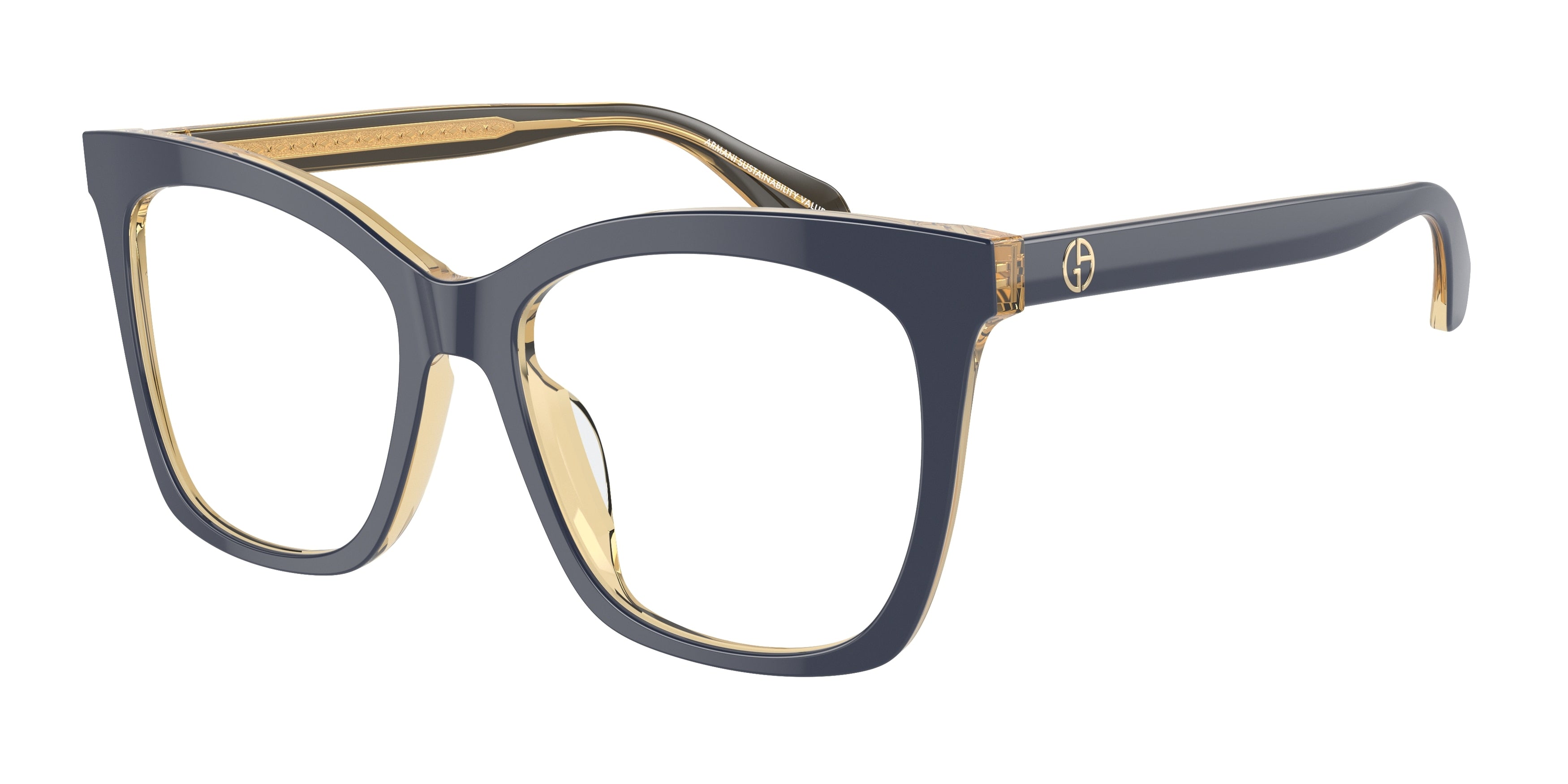 Giorgio Armani AR7254U Square Eyeglasses  6078-Top Blue/Transparent Yellow 54-140-17 - Color Map Blue