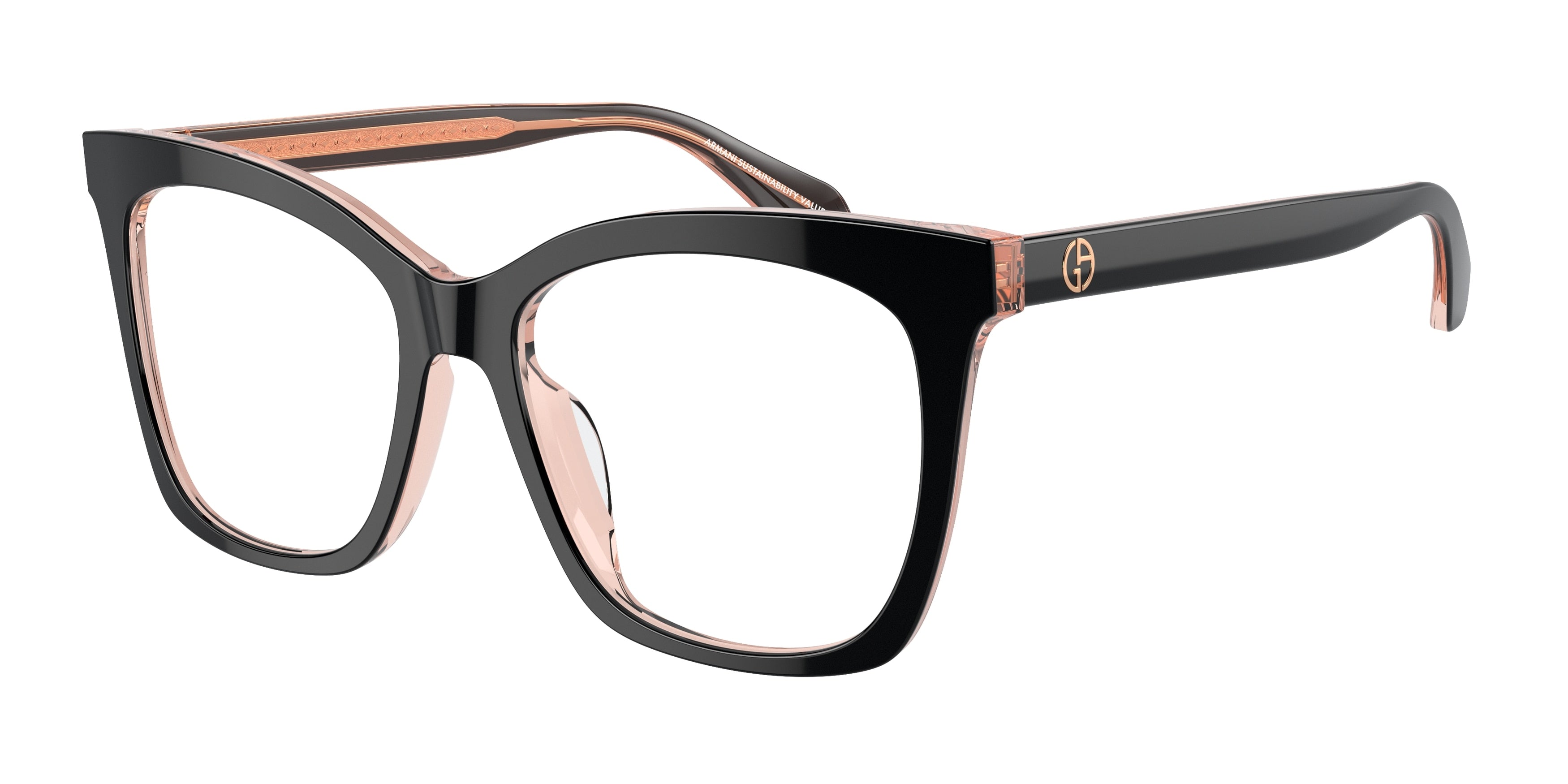 Giorgio Armani AR7254U Square Eyeglasses  6089-Top Black/Transparent Pink 54-140-17 - Color Map Black