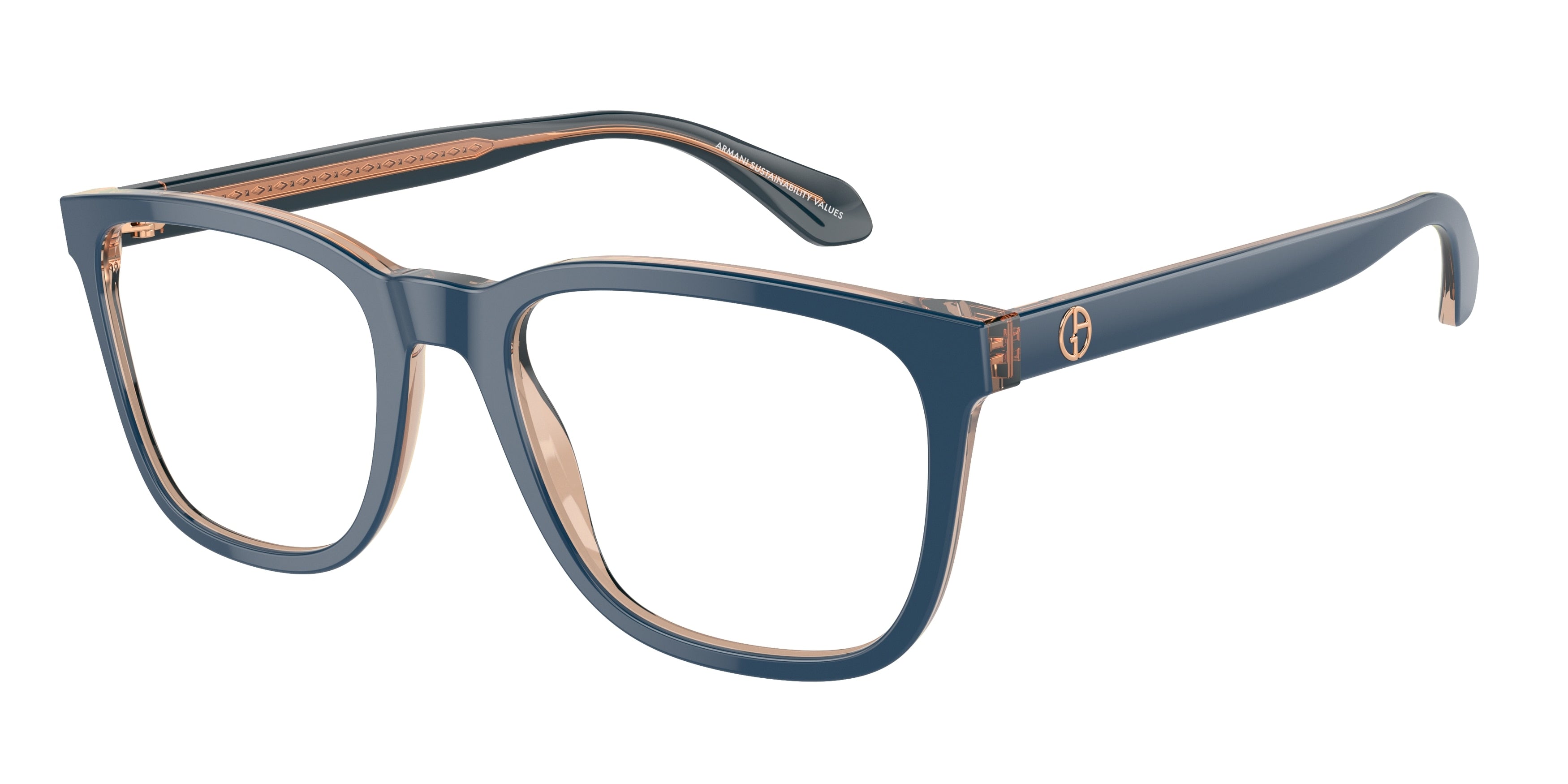 Giorgio Armani AR7255 Pillow Eyeglasses  6085-Top Blue/Transparent Brown 55-145-20 - Color Map Blue