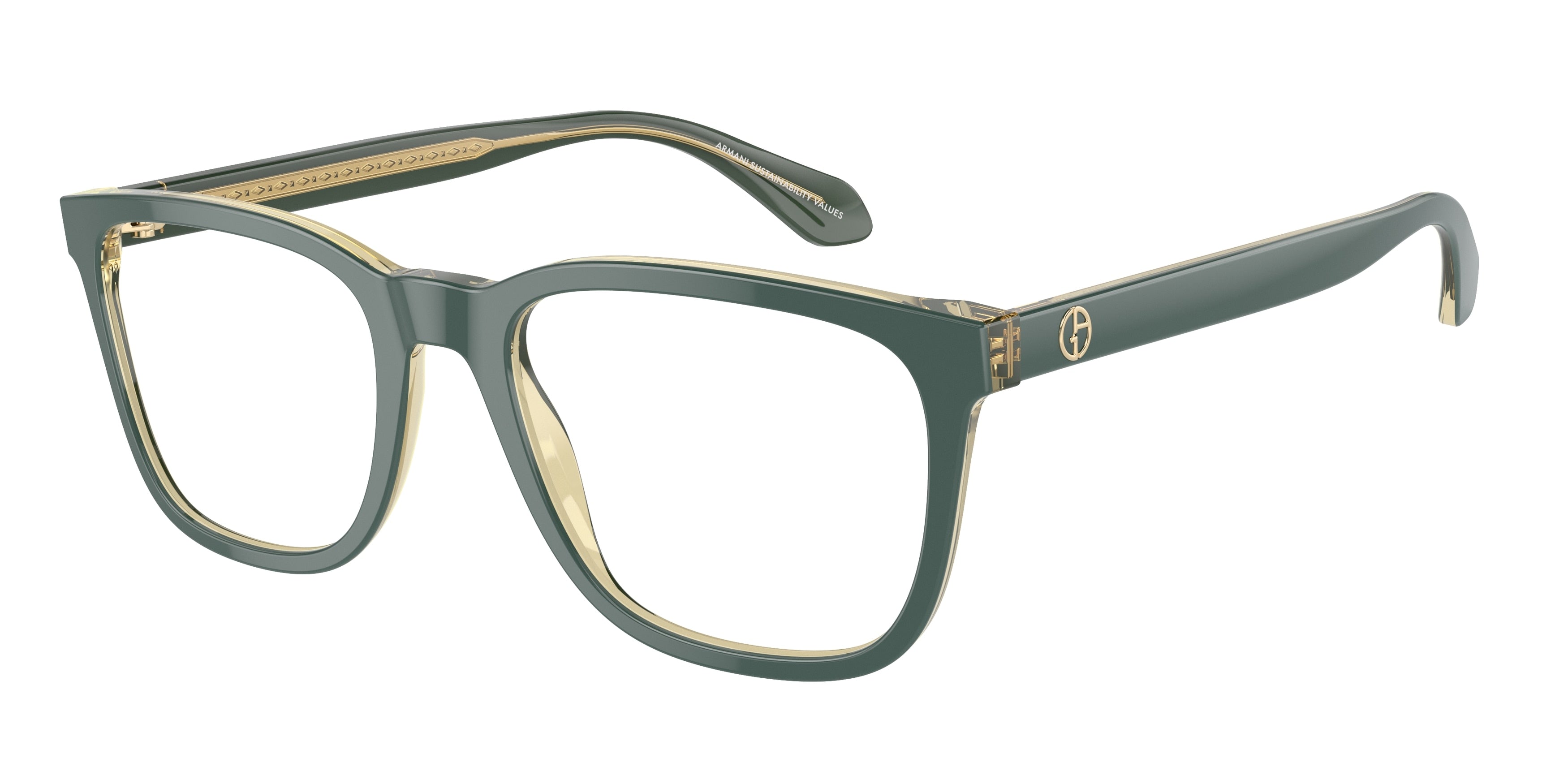 Giorgio Armani AR7255 Pillow Eyeglasses  6086-Top Green/Olive Transparent 55-145-20 - Color Map Green