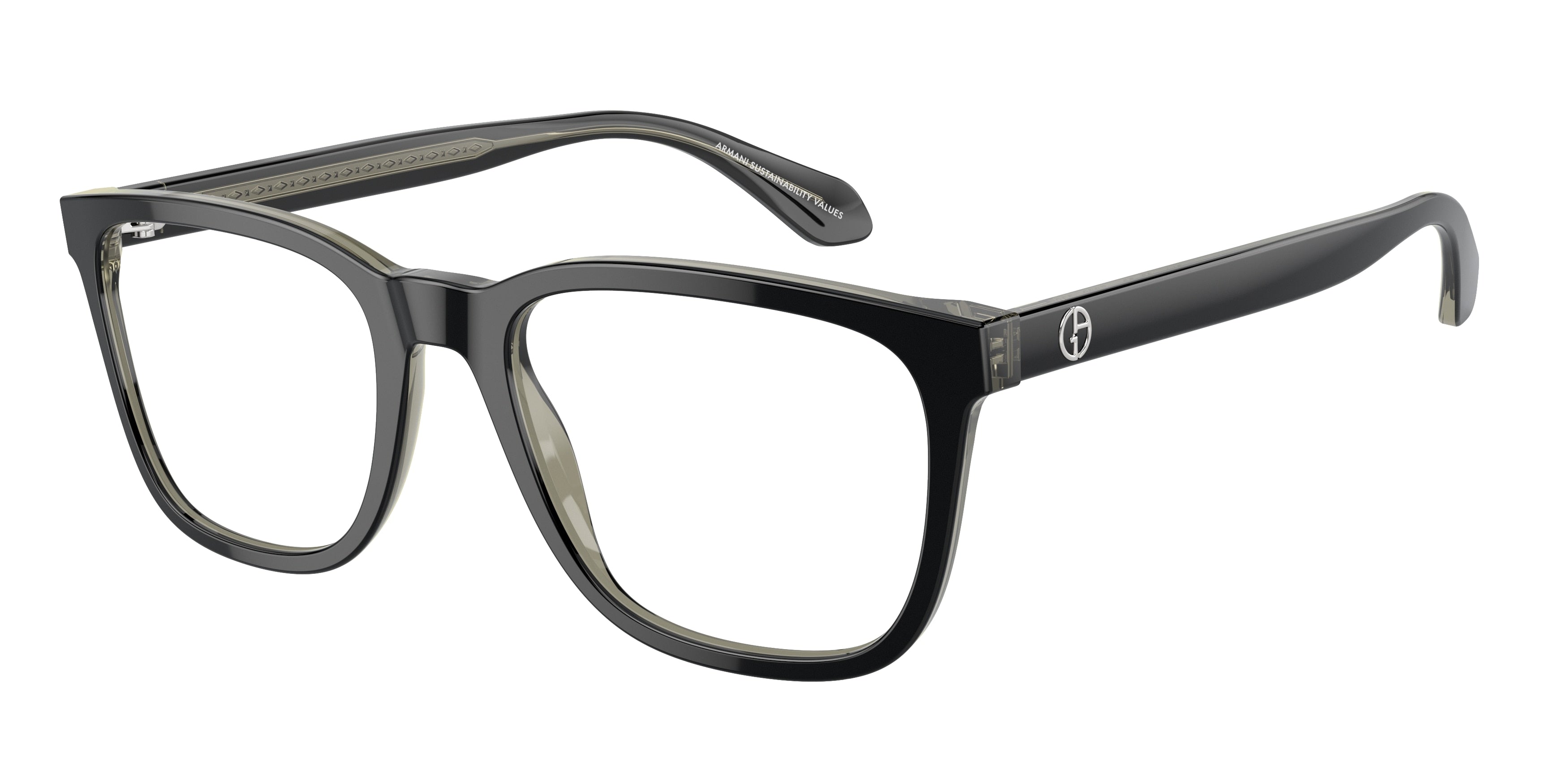 Giorgio Armani AR7255 Pillow Eyeglasses  6087-Top Black/Transparent Green 55-145-20 - Color Map Black