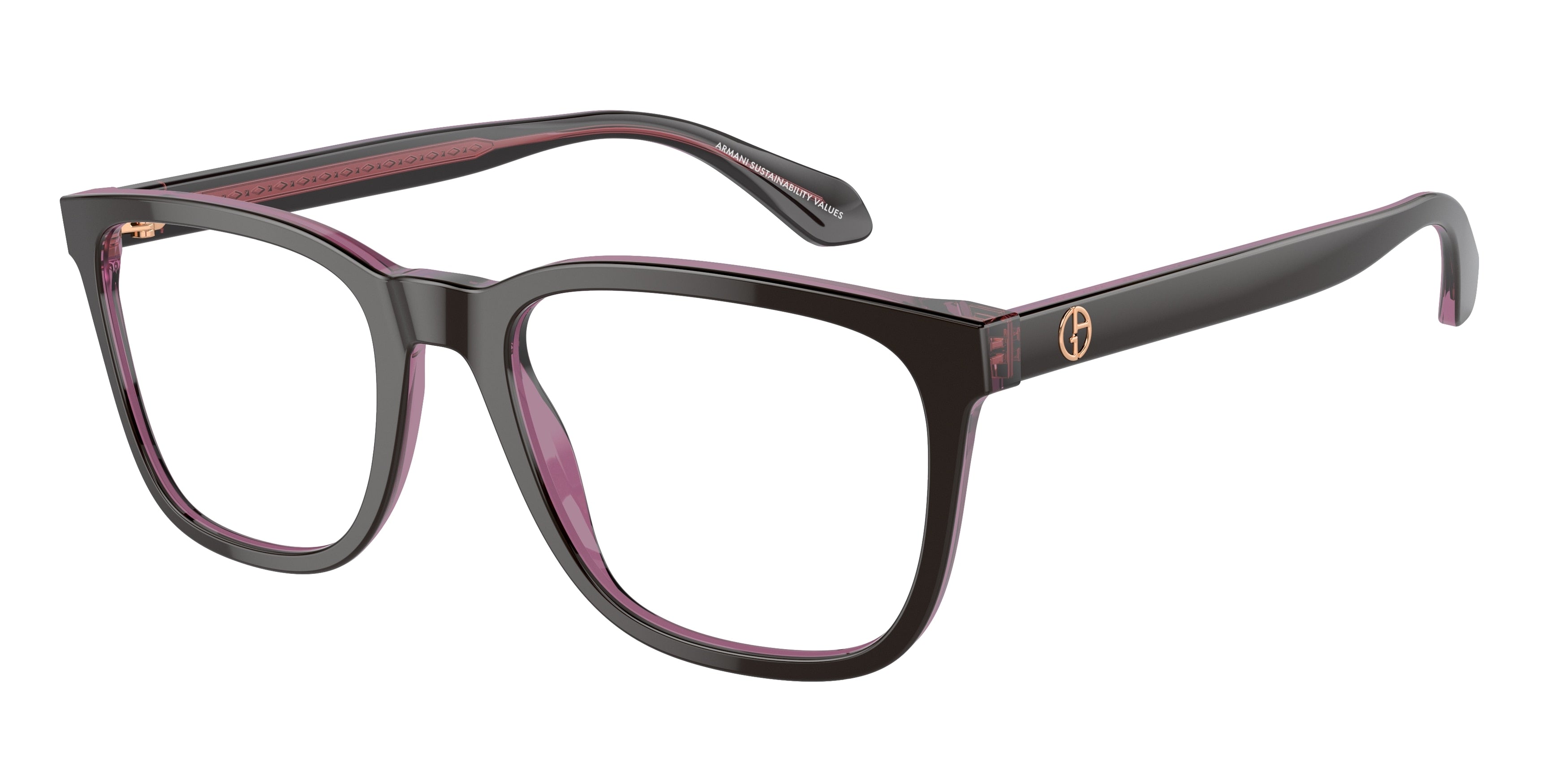 Giorgio Armani AR7255 Pillow Eyeglasses  6088-Top Brown/Transparent Pink 55-145-20 - Color Map Brown