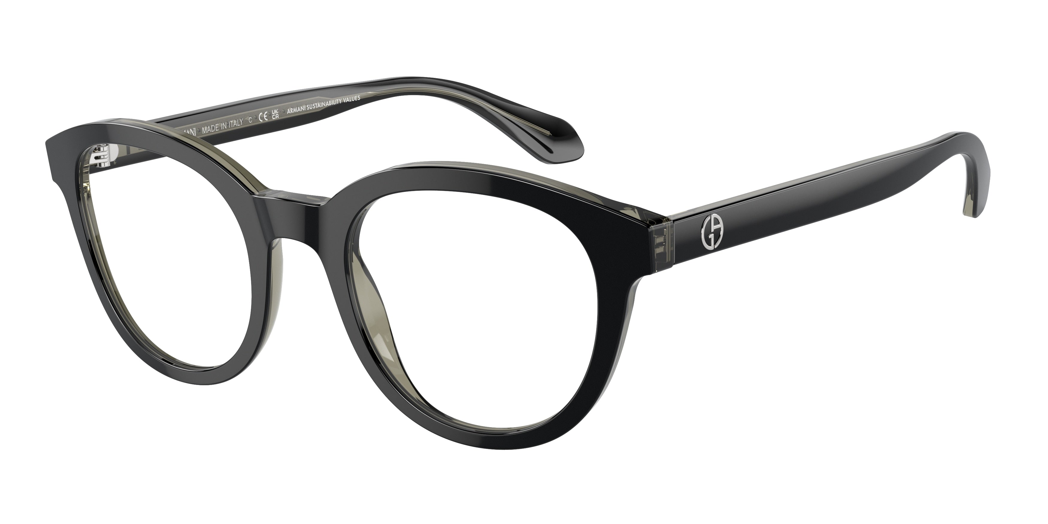 Giorgio Armani AR7256F Phantos Eyeglasses  6087-Top Black/Transparent Green 50-145-23 - Color Map Black