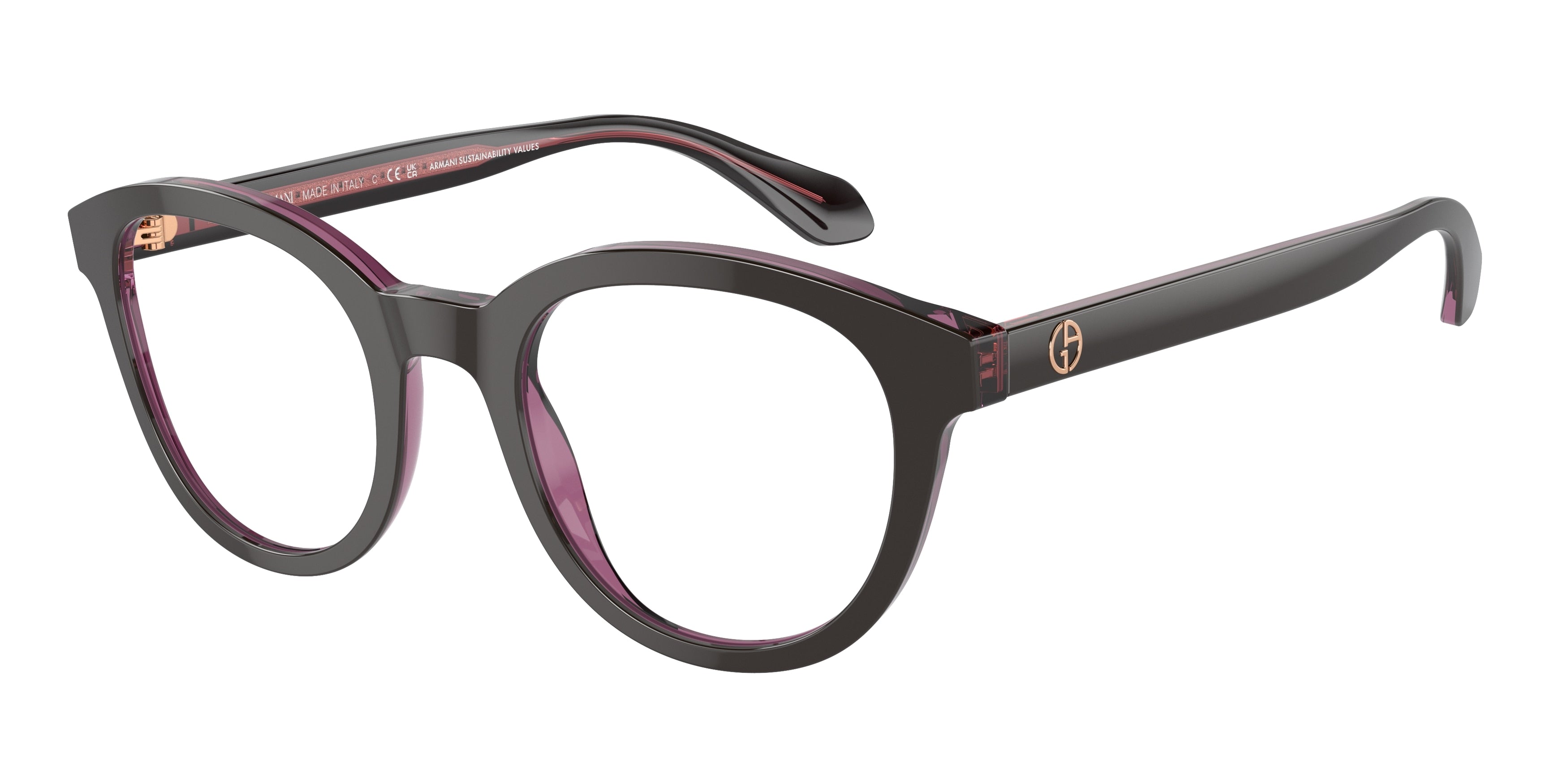 Giorgio Armani AR7256F Phantos Eyeglasses  6088-Top Brown/Transparent Pink 50-145-23 - Color Map Brown