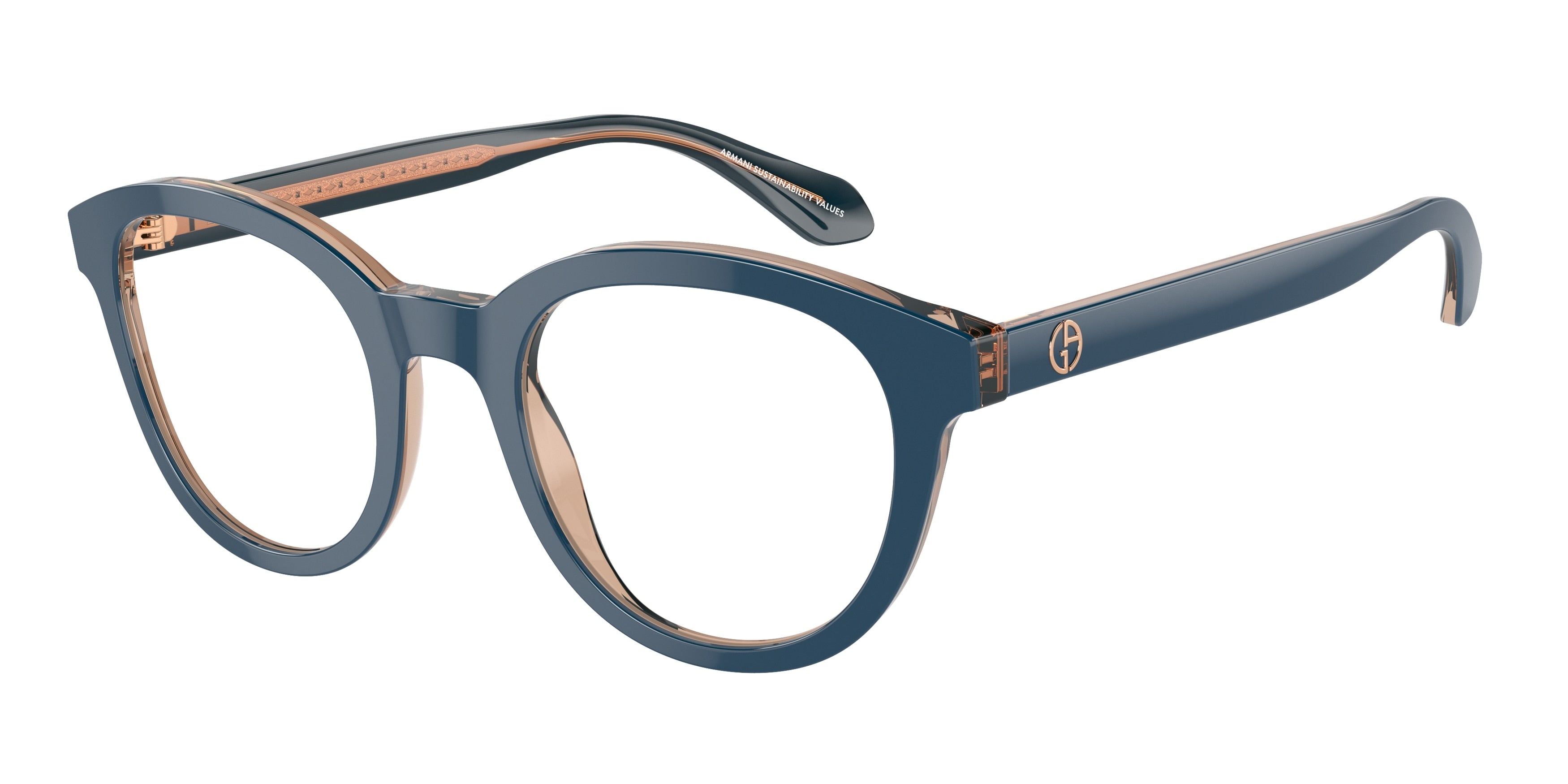 Giorgio Armani AR7256 Phantos Eyeglasses  6085-Top Blue/Transparent Brown 50-145-22 - Color Map Blue