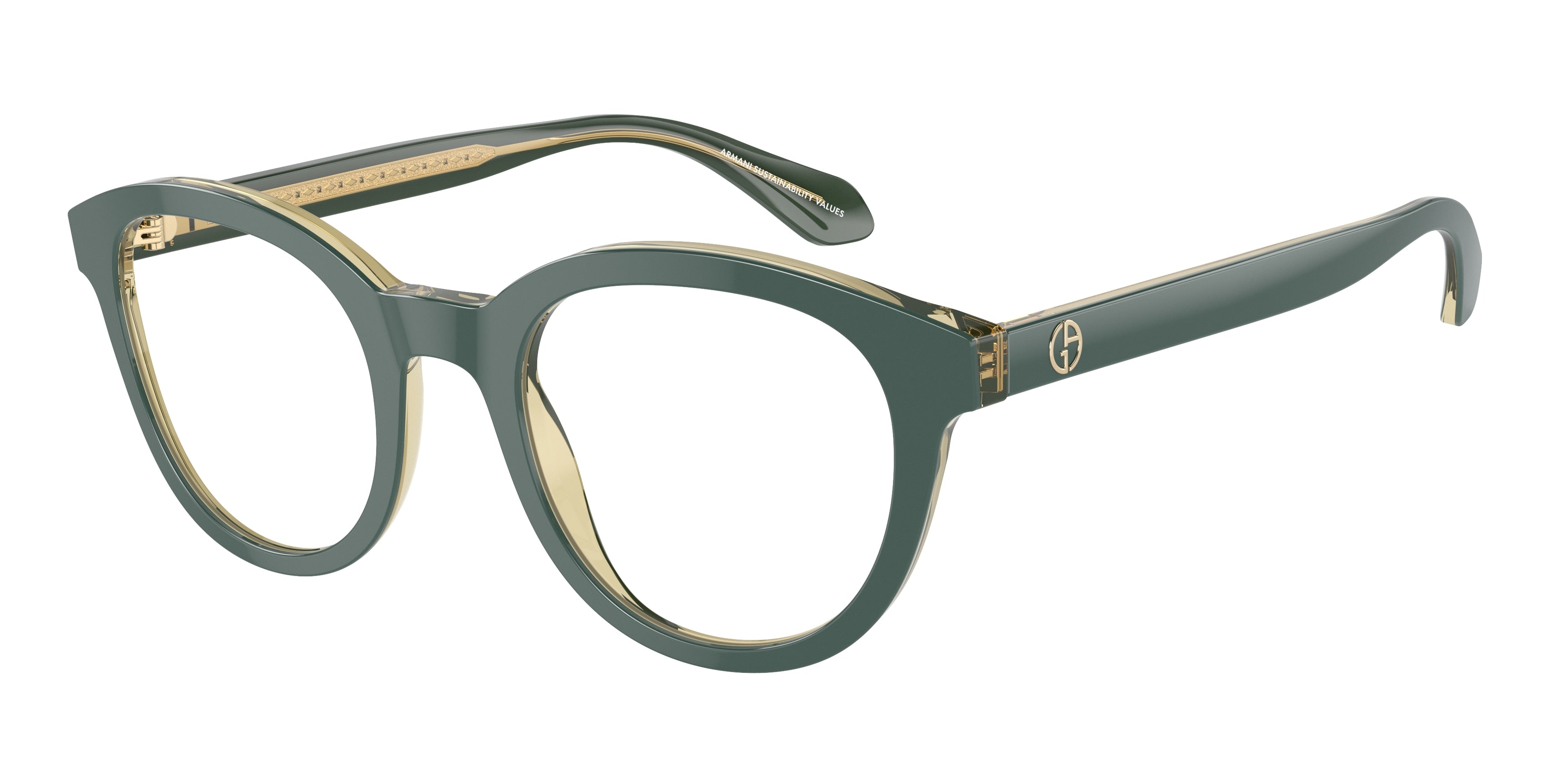 Giorgio Armani AR7256 Phantos Eyeglasses  6086-Top Green/Olive Transparent 50-145-22 - Color Map Green