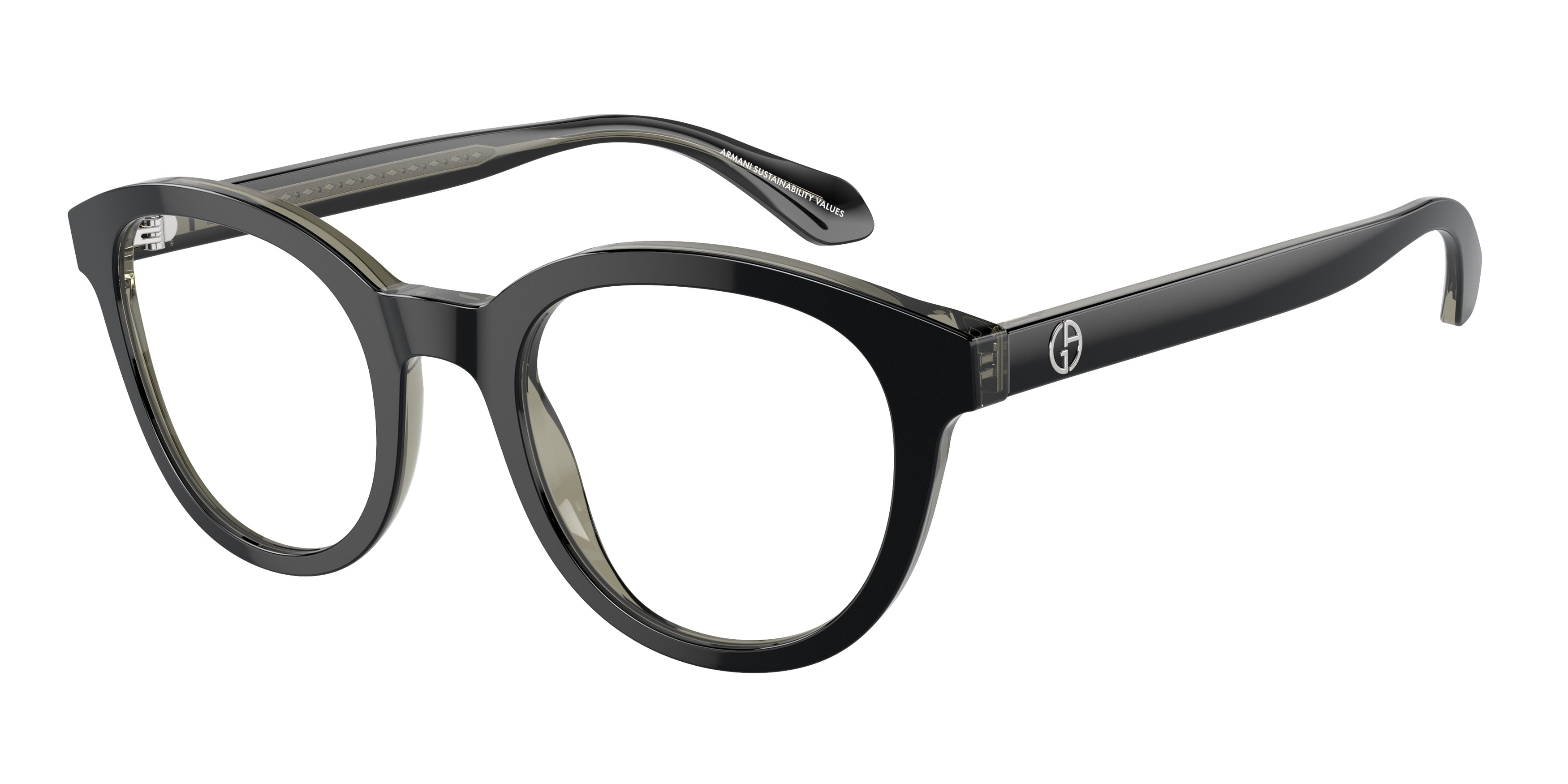 Giorgio Armani AR7256 Phantos Eyeglasses  6087-Top Black/Transparent Green 50-145-22 - Color Map Black